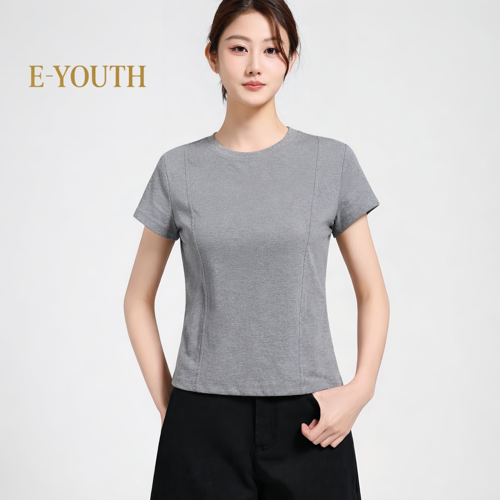 Eyouth 13111 Women Minimal Line Cotton Tee product detail 1