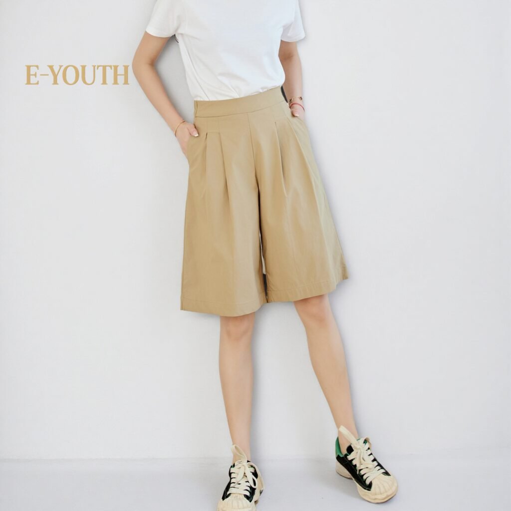 Eyouth 20161 Pleated A-Line Culottes Knee length ladies short pant