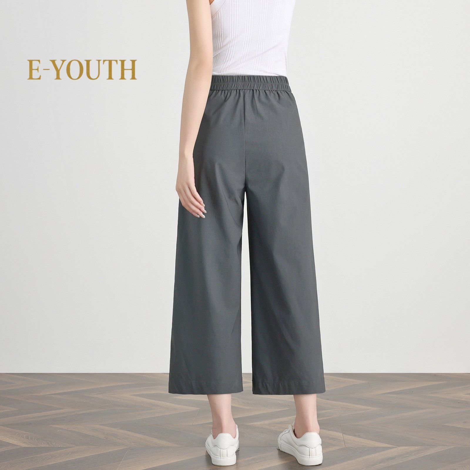 Eyouth 1062 women casual pants wide leg high waist culottes pants product detail 9