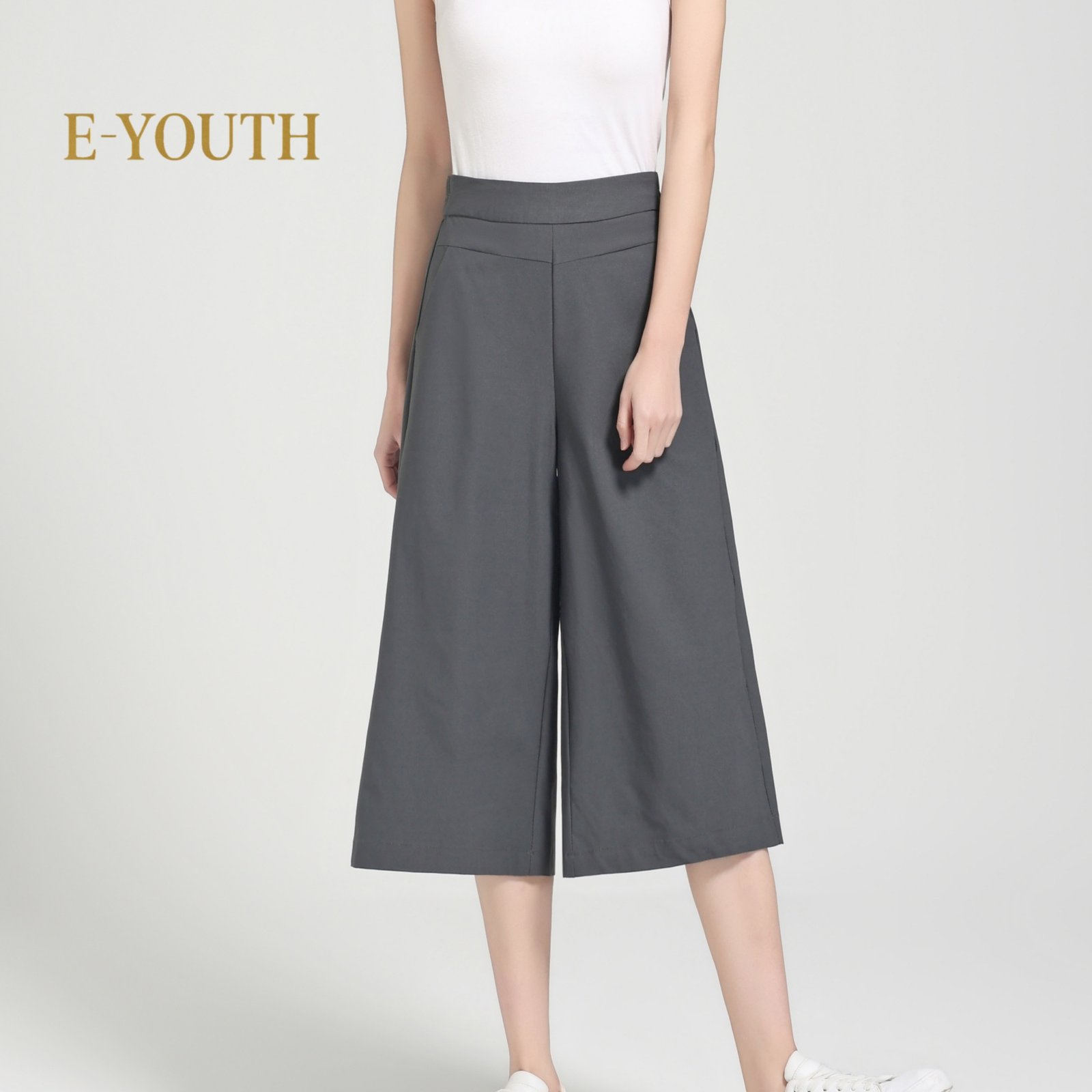E-YOUTH 10123 Elegant Twill High Waist Culottes product detail 9