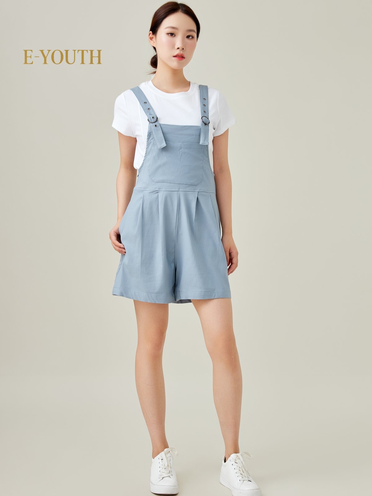 Eyouth 1520 Women Pleated Overall Shorts product detail 4