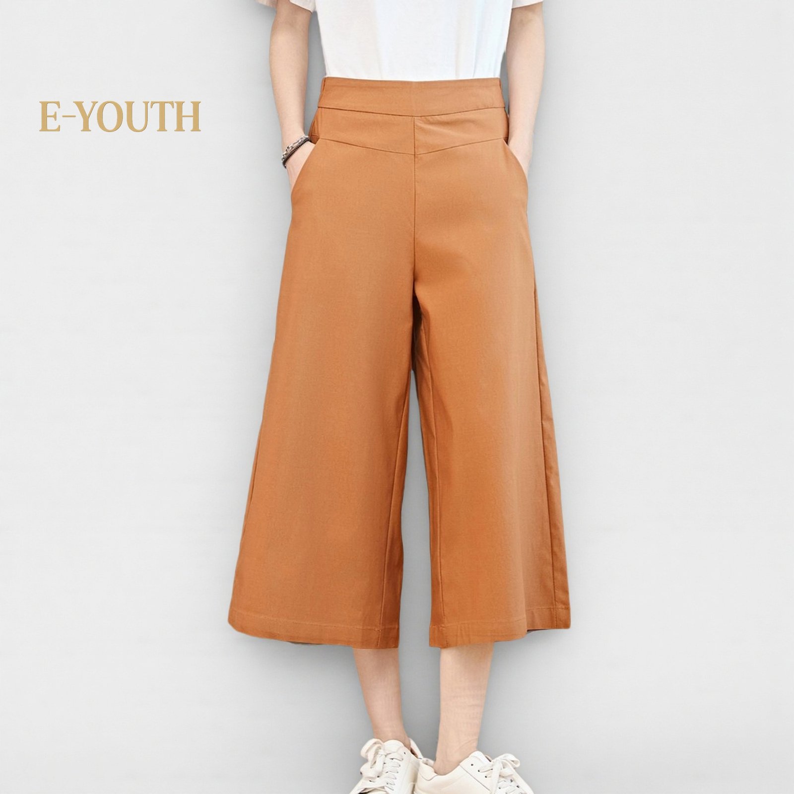 E-YOUTH 10123 Elegant Twill High Waist Culottes product detail 7