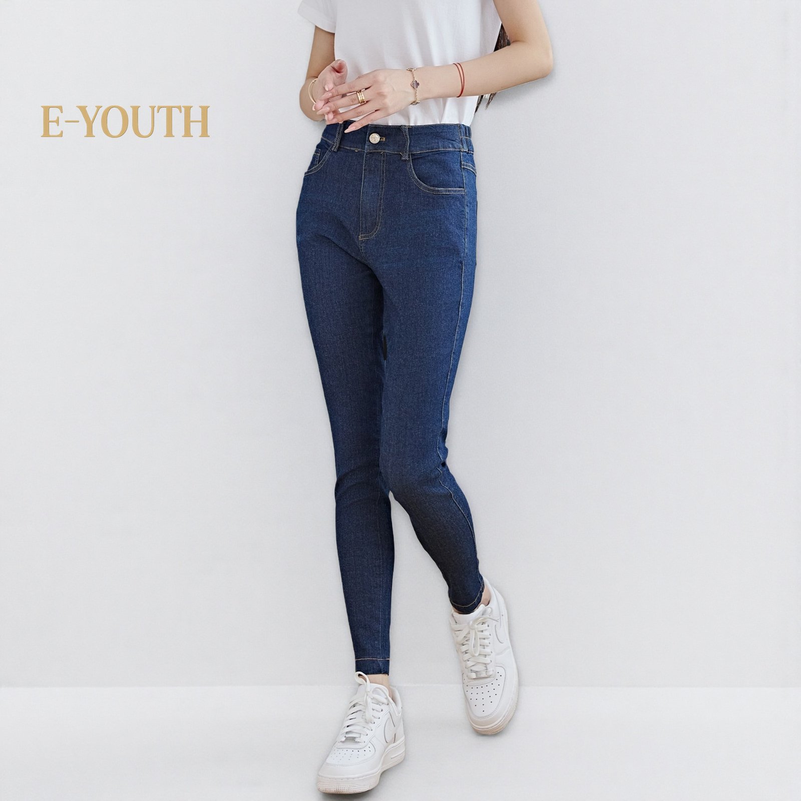 Eyouth 10102 women Drainpipe Jeans high waist denim pants product detail 2
