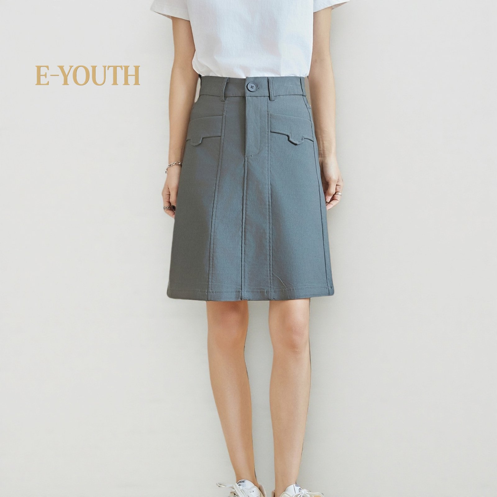 Eyouth 1952 Women skirts Urban Flap Pocket A-Line Skirt product detail 4