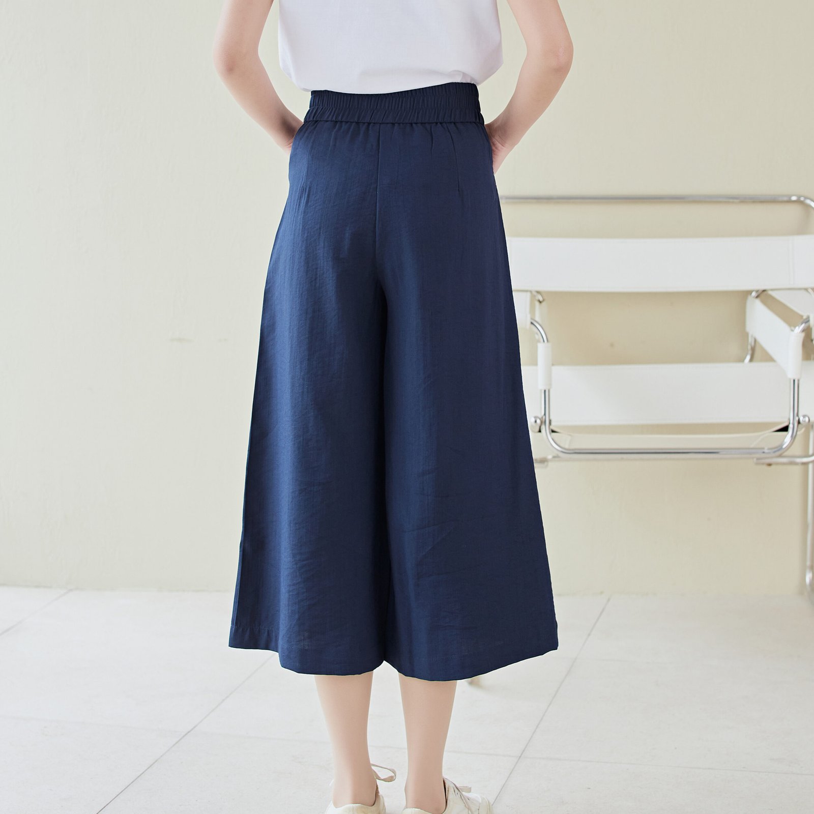 Eyouth 10109 Women casual pants high waist loose wide leg 3/4 ladies pants product detail 6