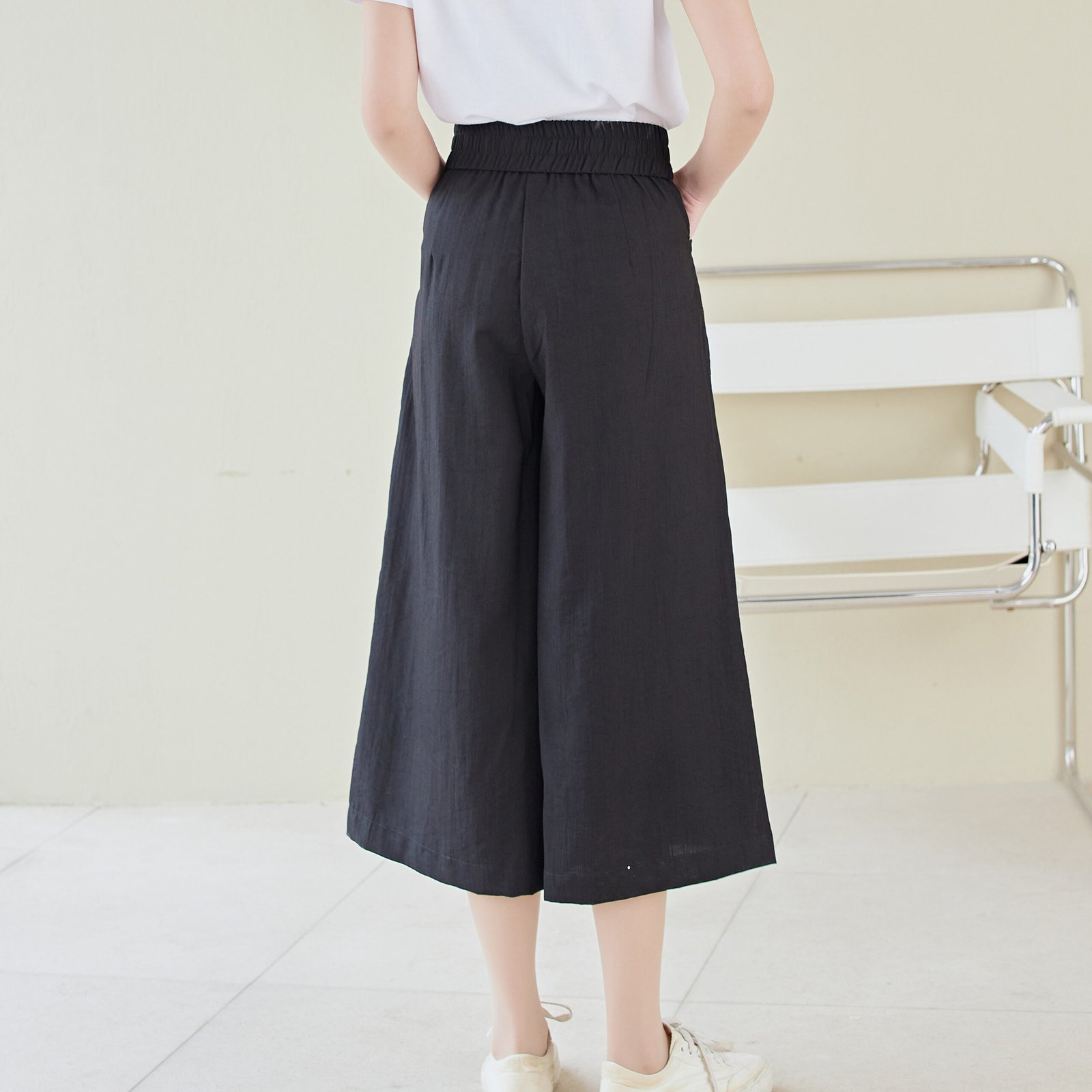 Eyouth 10109 Women casual pants high waist loose wide leg 3/4 ladies pants product detail 8