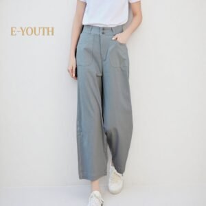 Eyouth 1440 Women High Waist Wide Leg Pants Comfort Linen Pants
