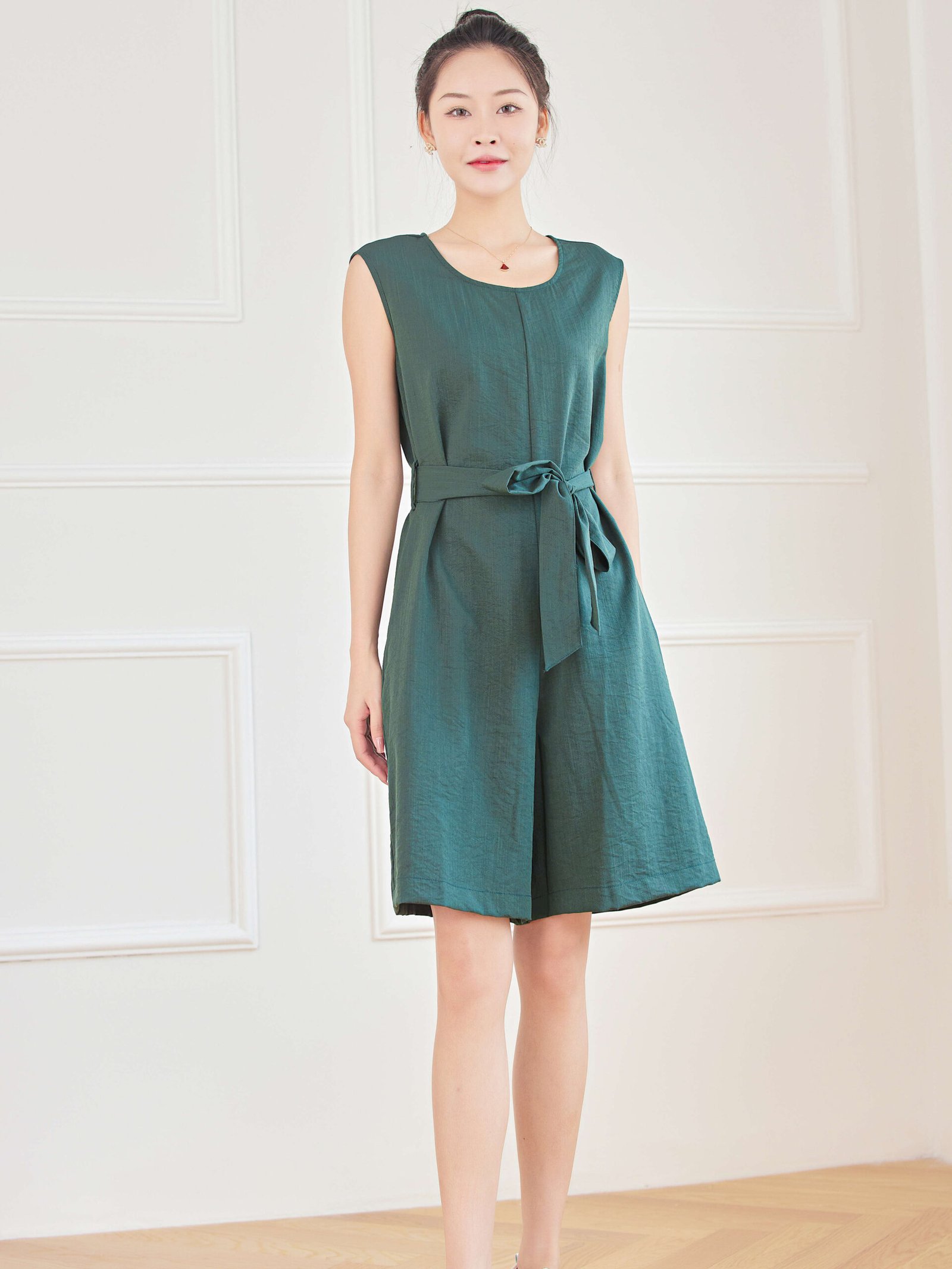 Eyouth 1748 Women Sleeveless jumpsuits romper suspenders loose fit Pockets belted cotton linen Jumpsuit product detail 1