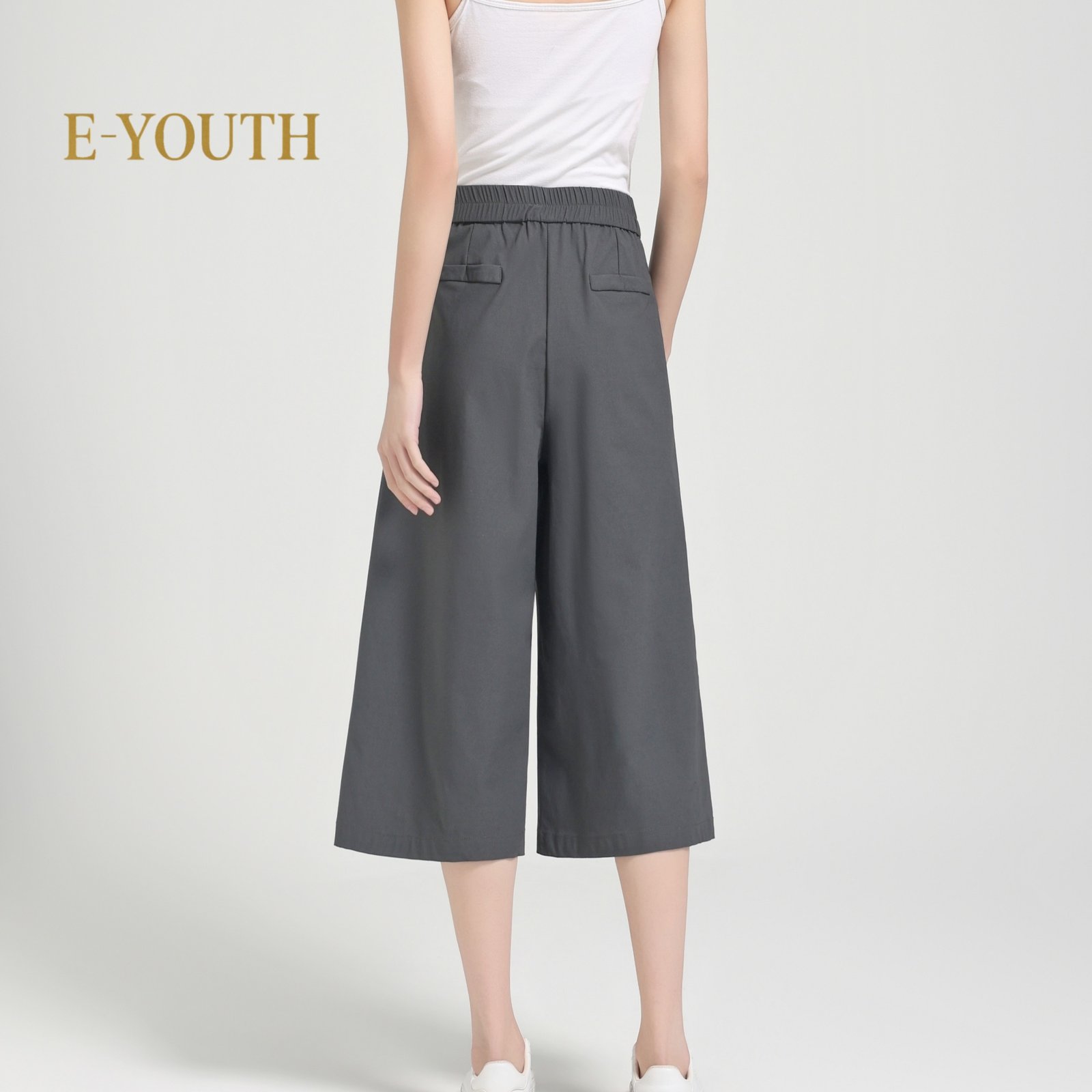 E-YOUTH 10123 Elegant Twill High Waist Culottes product detail 11