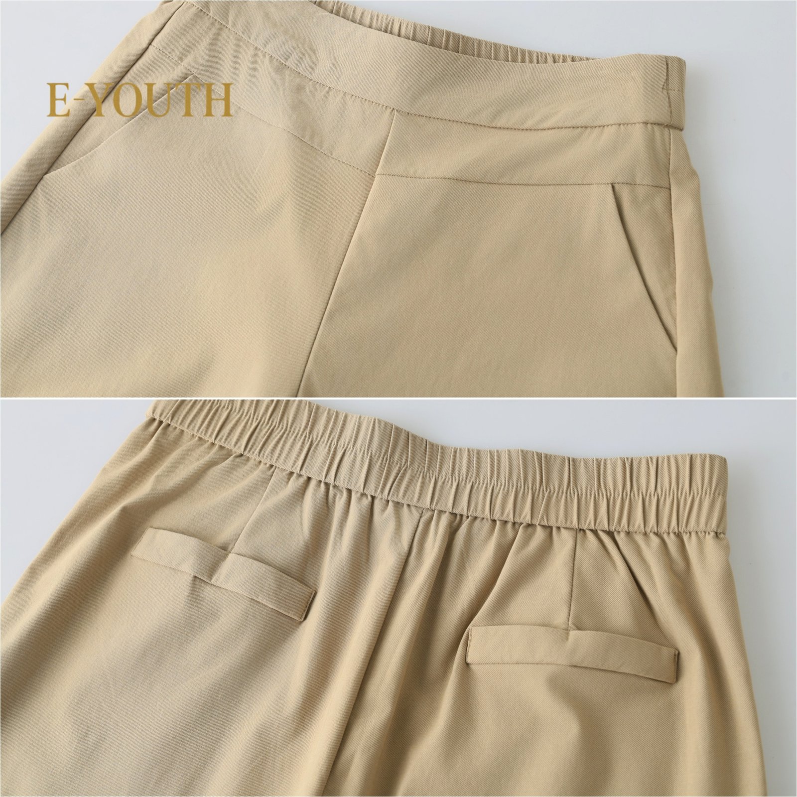 E-YOUTH 10123 Elegant Twill High Waist Culottes