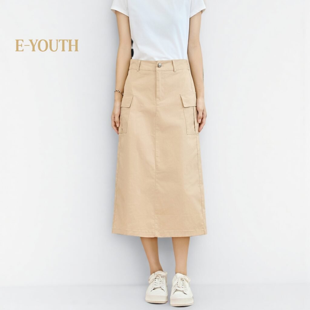 Eyouth 1958 Women Utility Pocket Midi Skirt cargo skirts for woman