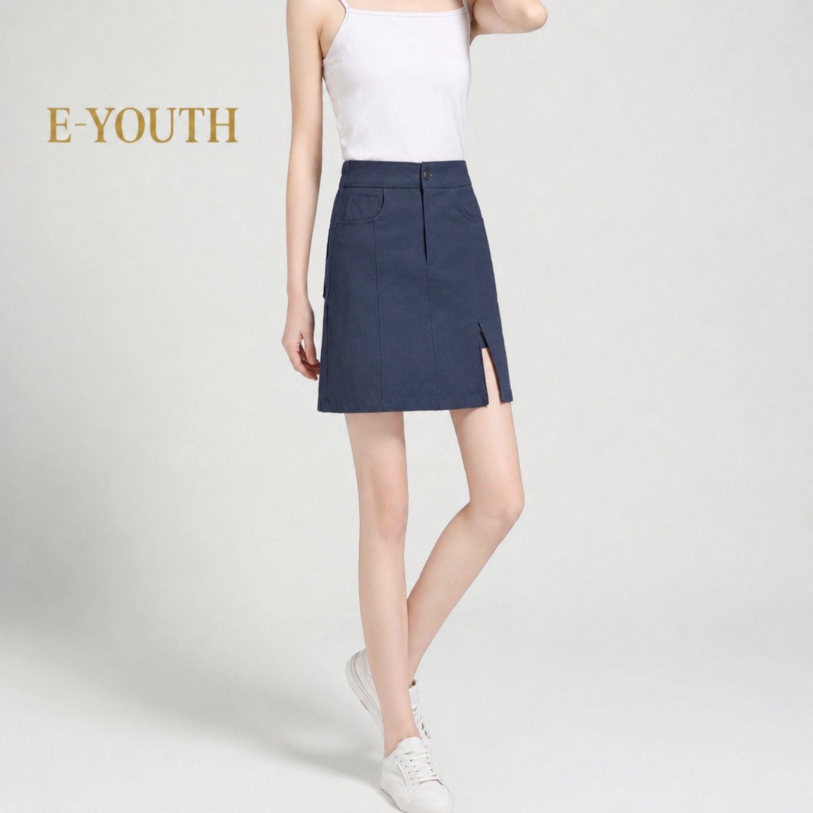 Eyouth 20147 Women Minimalist Front Slit A-Line Skirt