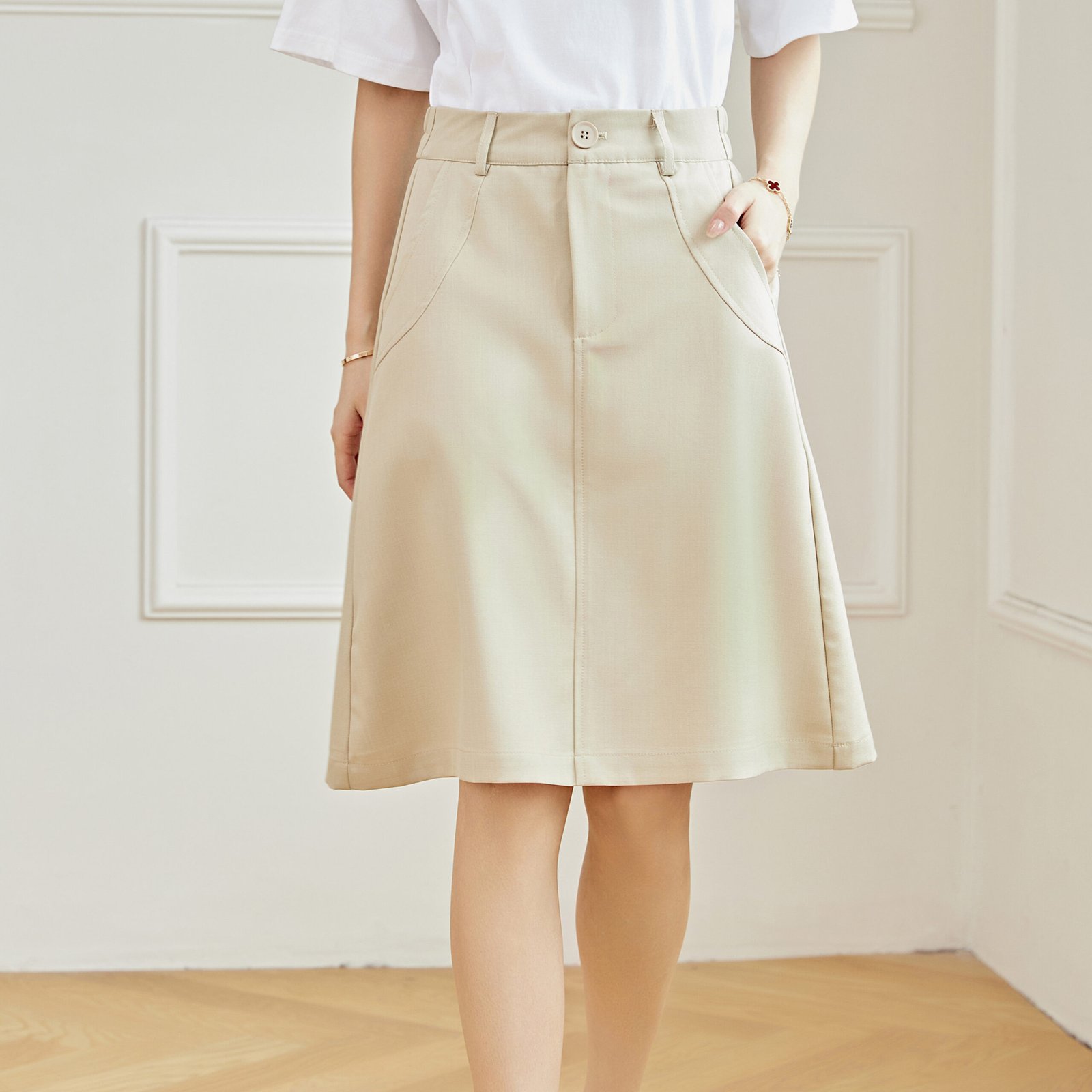 Eyouth 1956 women skirts high waist knee lenth A line skirts product detail 2
