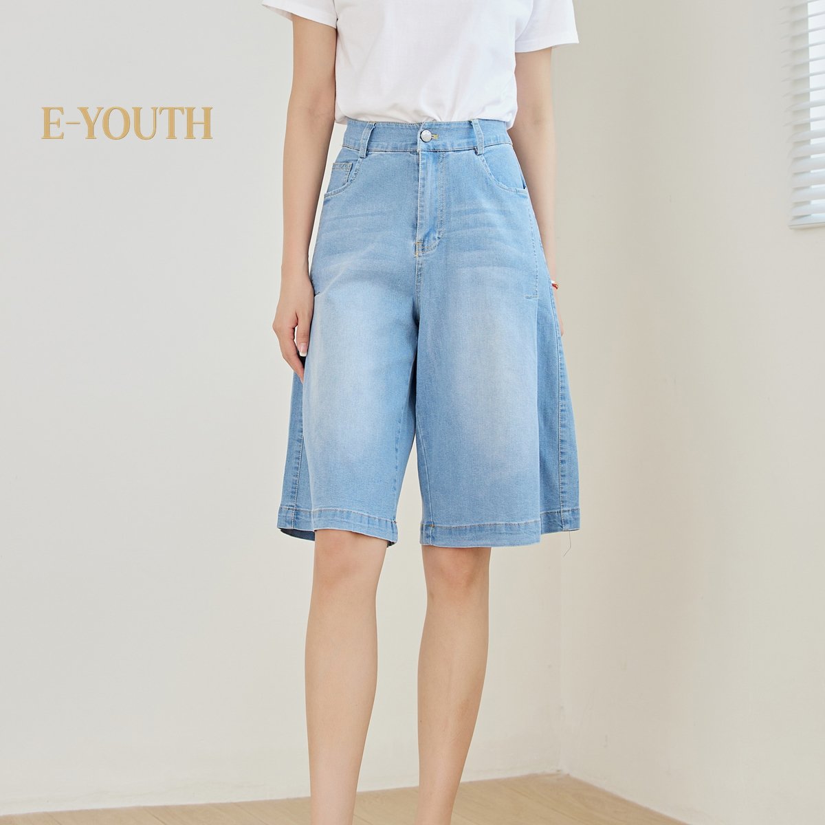 Eyouth 10117 Women Soft Denim Culotte Shorts product detail 1