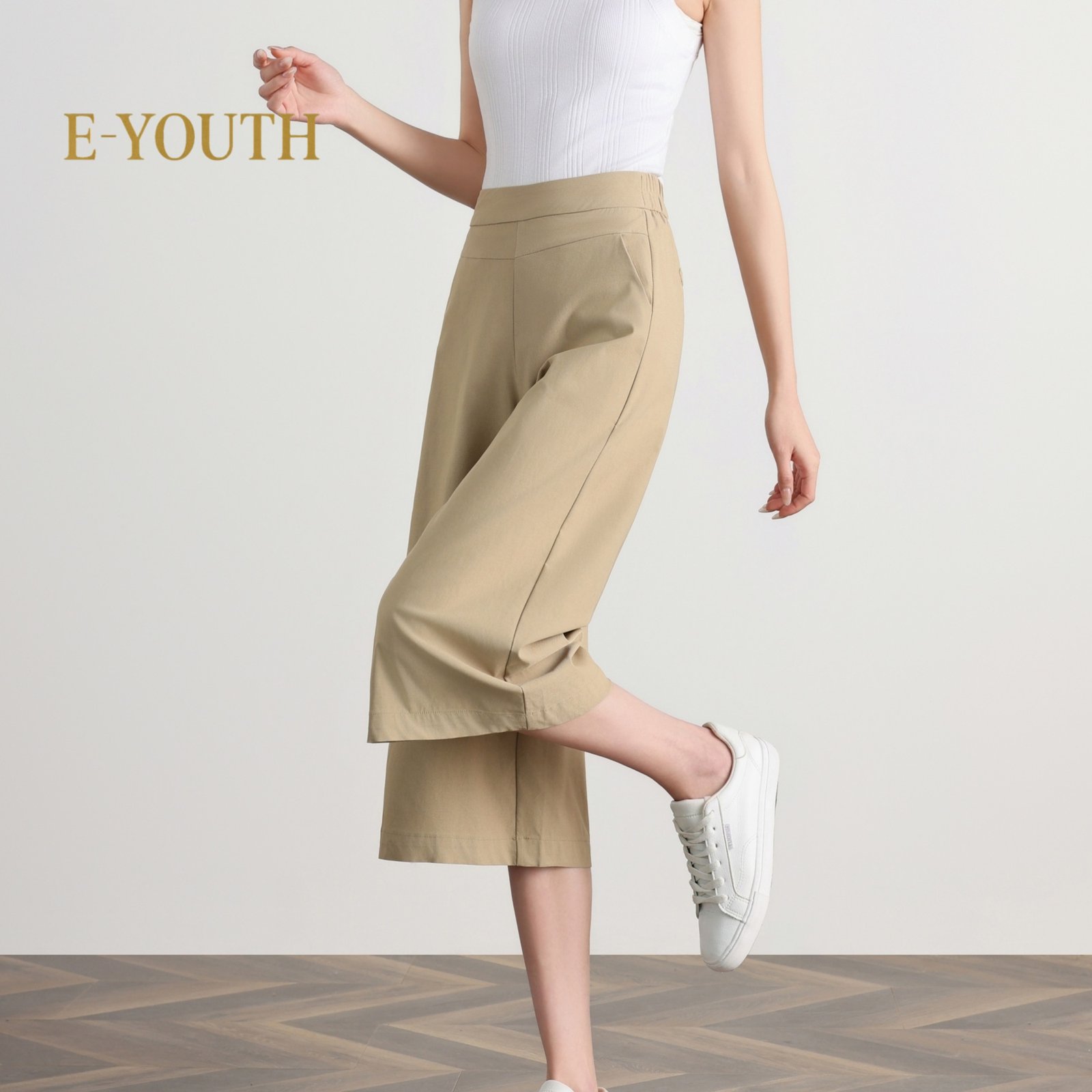 E-YOUTH 10123 Elegant Twill High Waist Culottes product detail 2