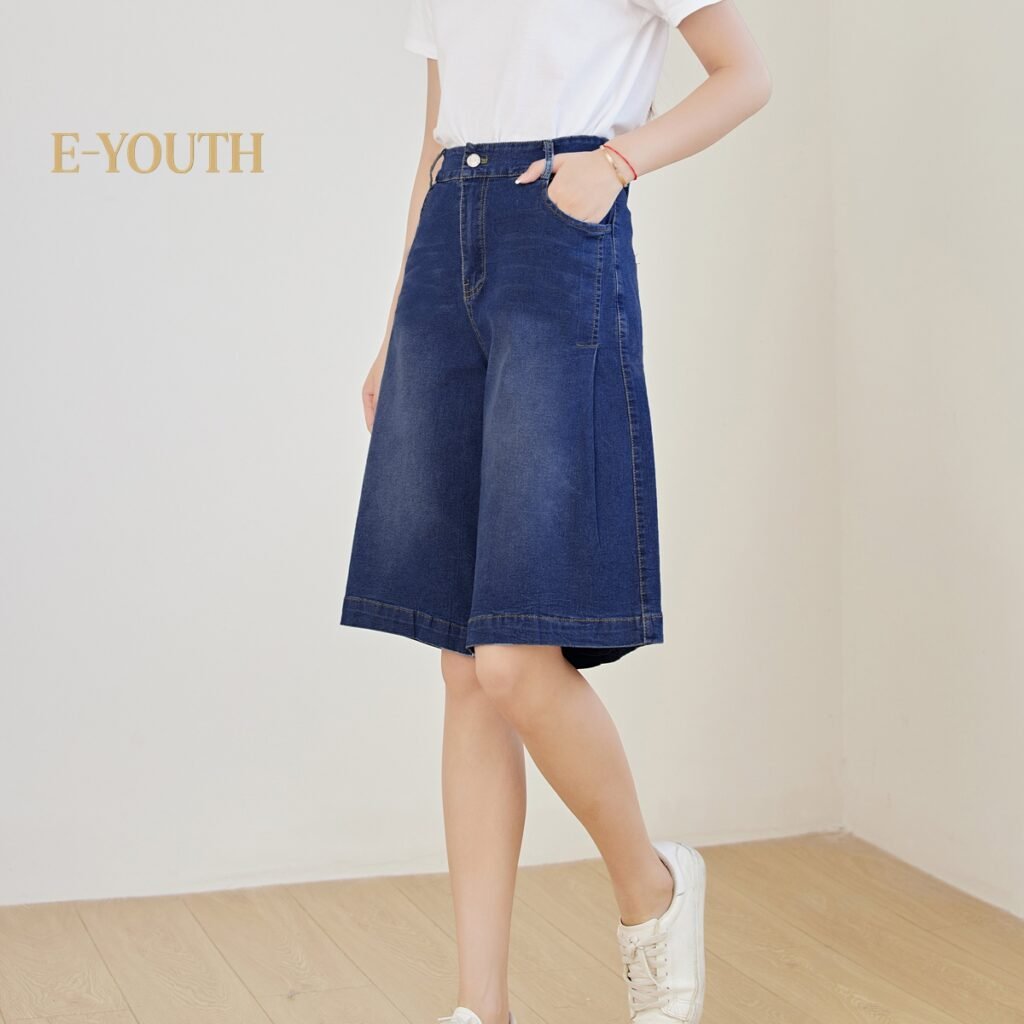 Eyouth 10117 Women Soft Denim Culotte Shorts