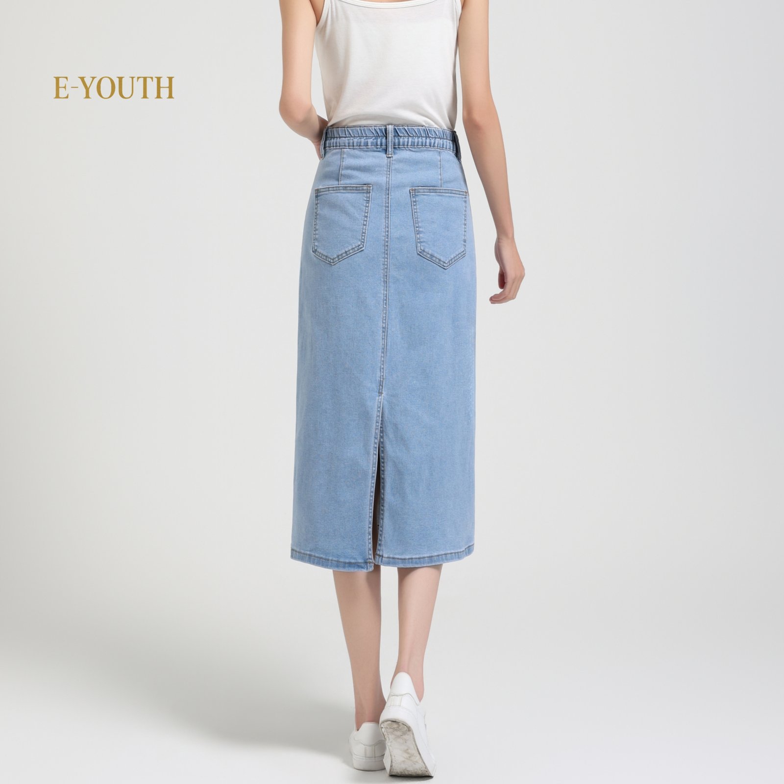 Eyouth 1962 Women Minimalist Denim Long Skirt product detail 4