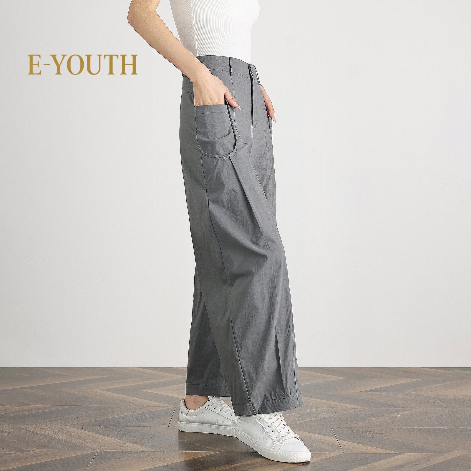E-YOUTH 10182 Women Relaxed Utility Barrel Pants product detail 7