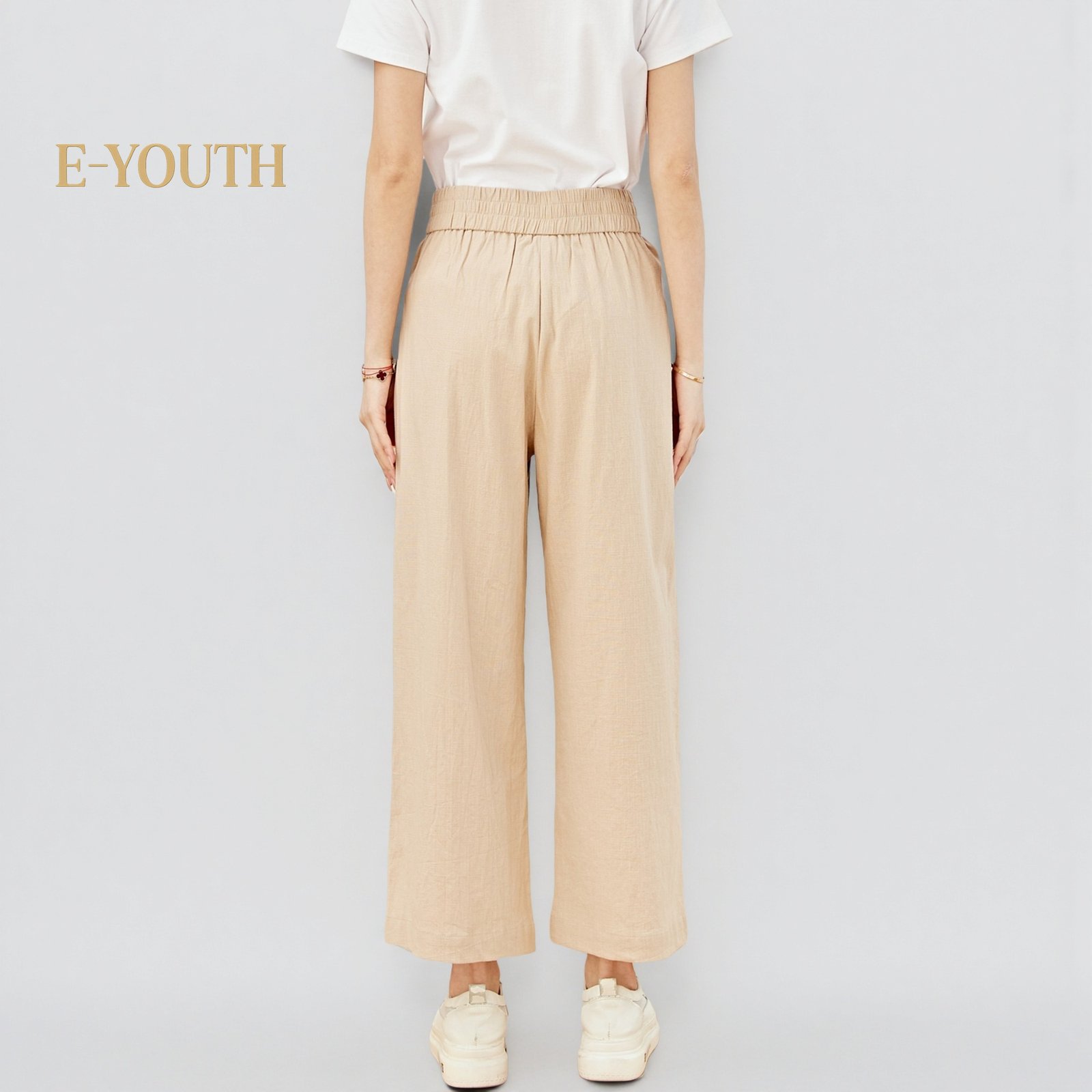 Eyouth 1440 Women High Waist Wide Leg Pants Comfort Linen Pants product detail 8