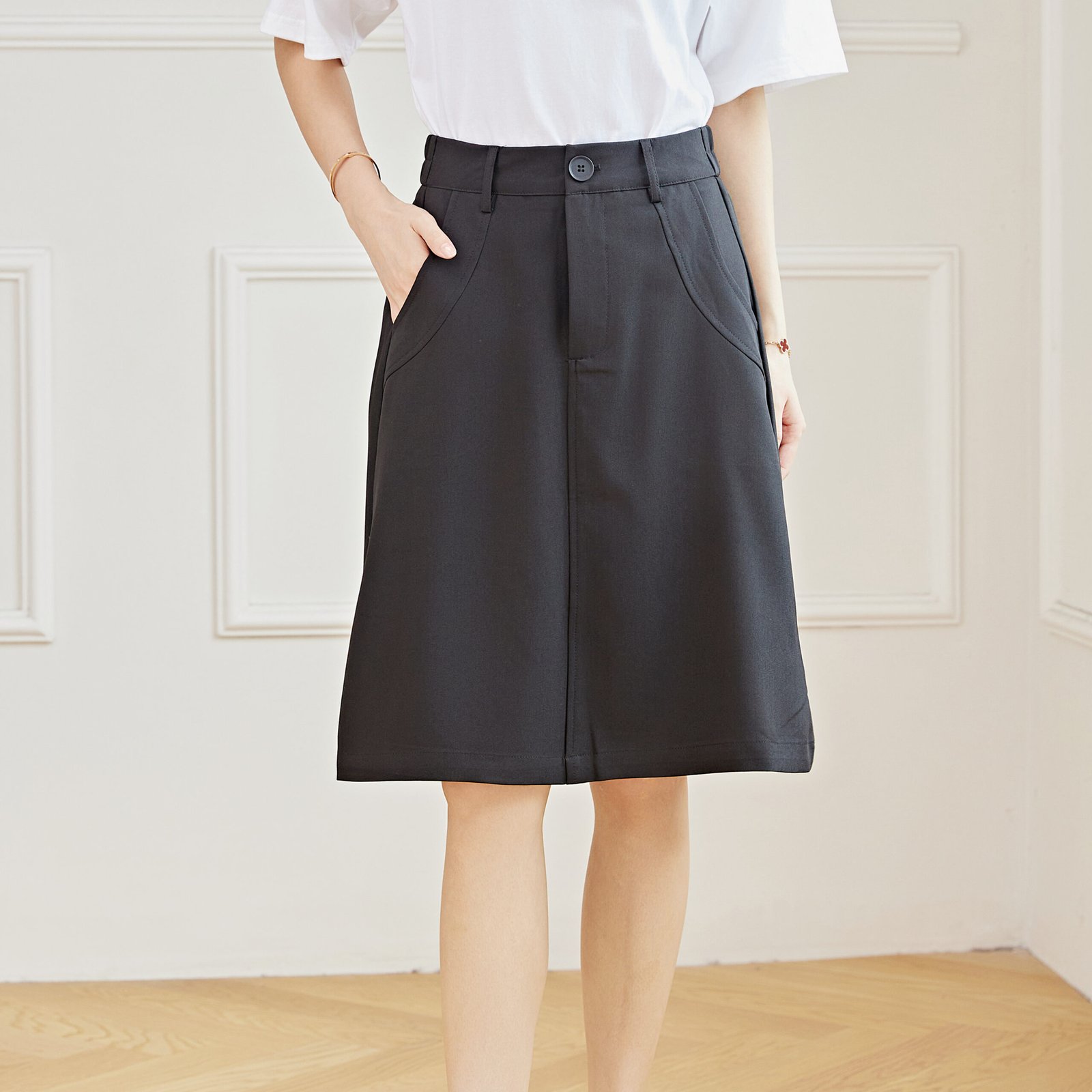 Eyouth 1956 women skirts high waist knee lenth A line skirts product detail 5