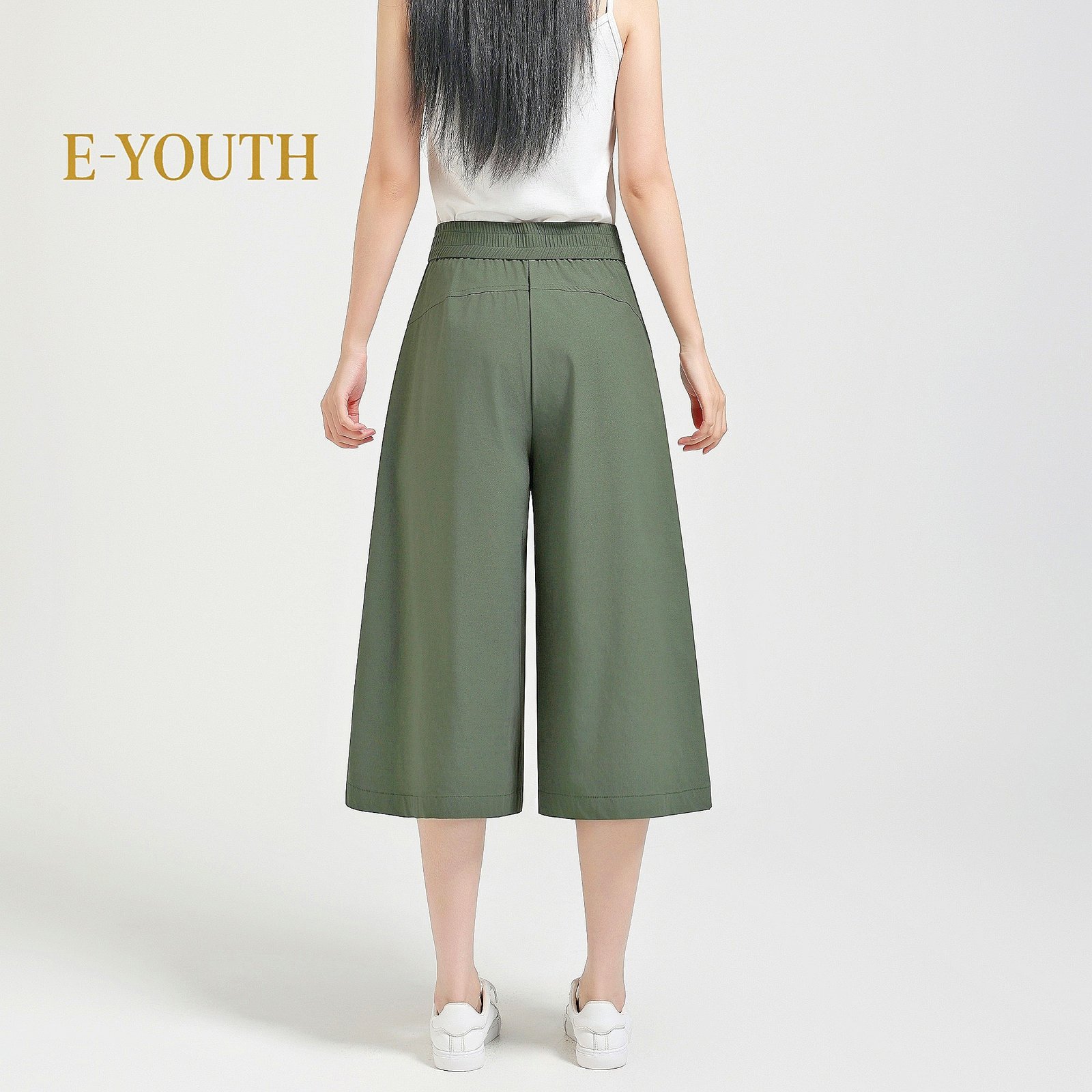 Eyouth 1096 Women Soft-Stretch Midi Culottes product detail 4