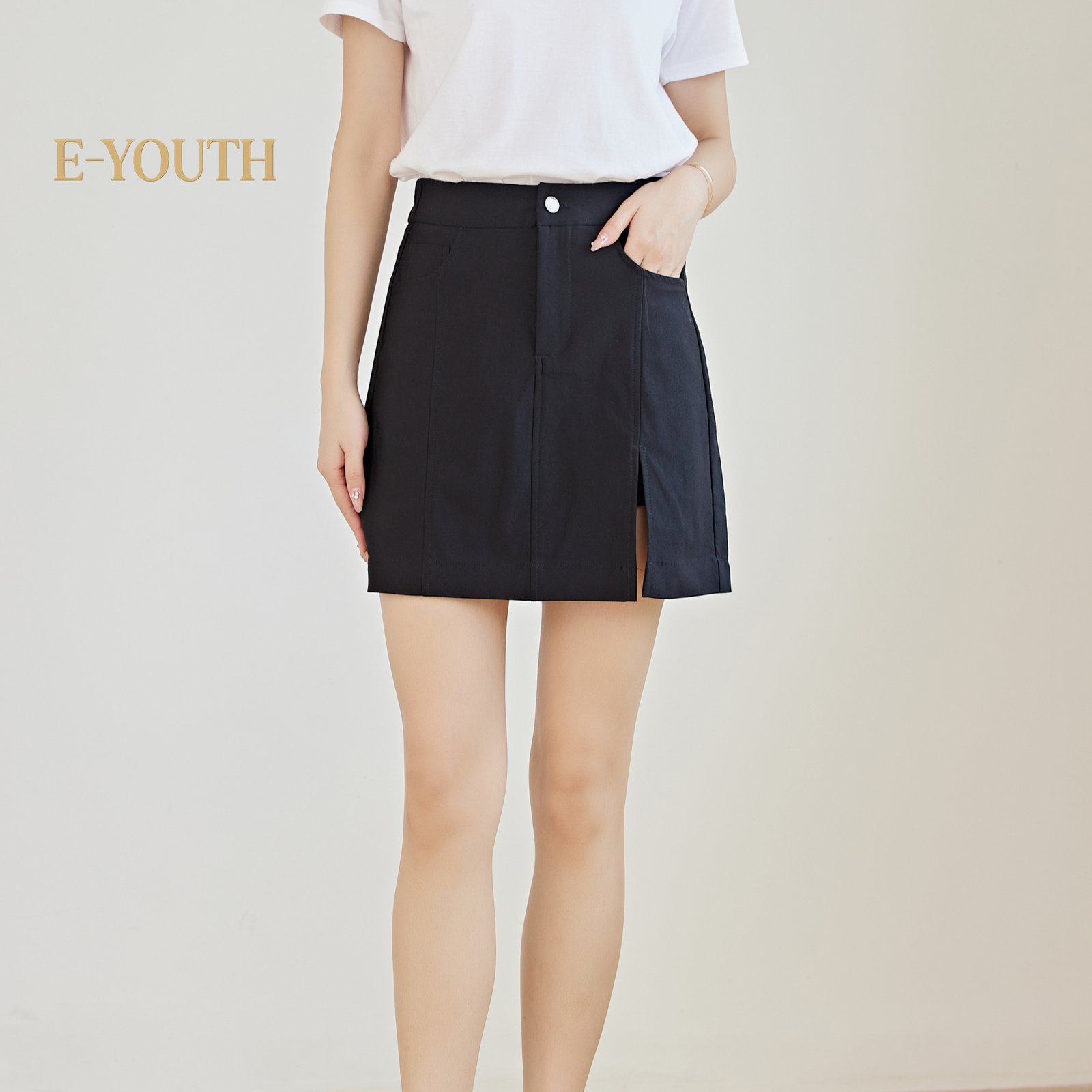 Eyouth 20147 Women Minimalist Front Slit A-Line Skirt