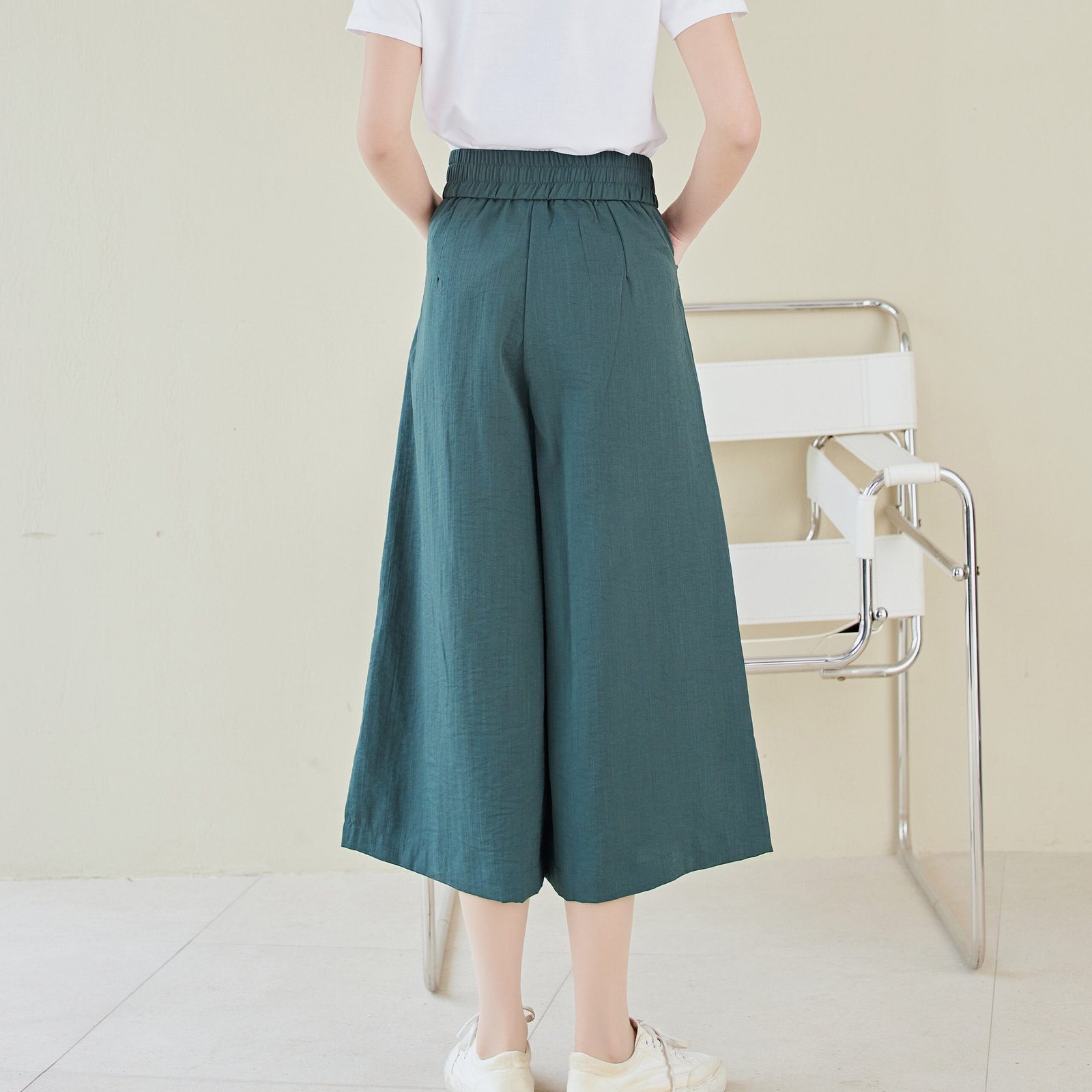 Eyouth 10109 Women casual pants high waist loose wide leg 3/4 ladies pants product detail 11