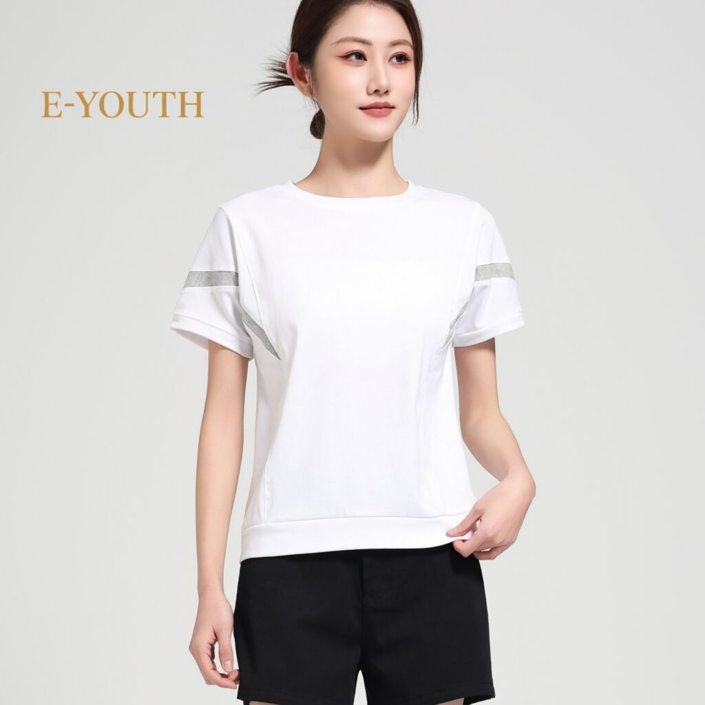 E-YOUTH 13112 Women Clean Line Contrast Tee