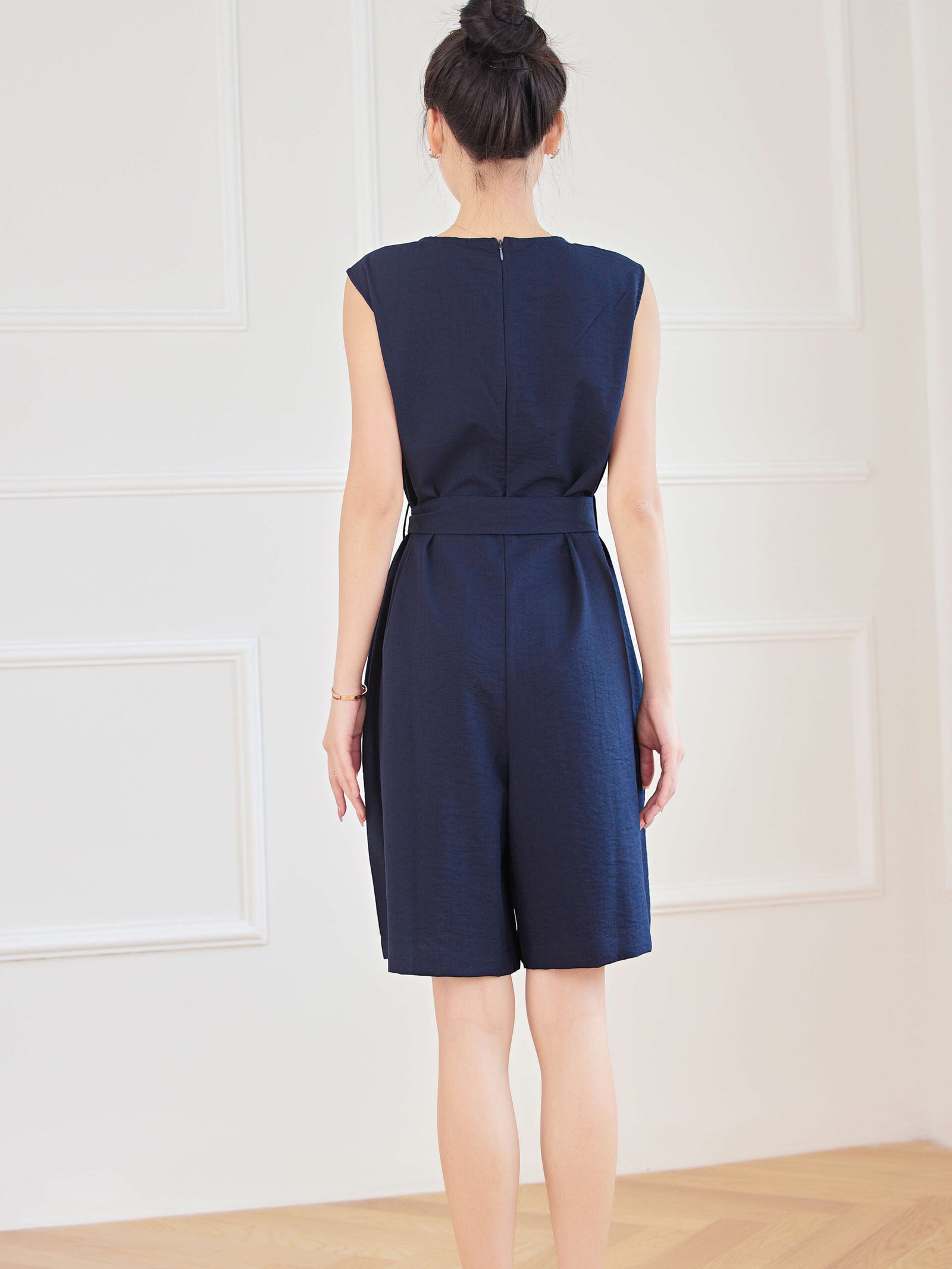 Eyouth 1748 Women Sleeveless jumpsuits romper suspenders loose fit Pockets belted cotton linen Jumpsuit