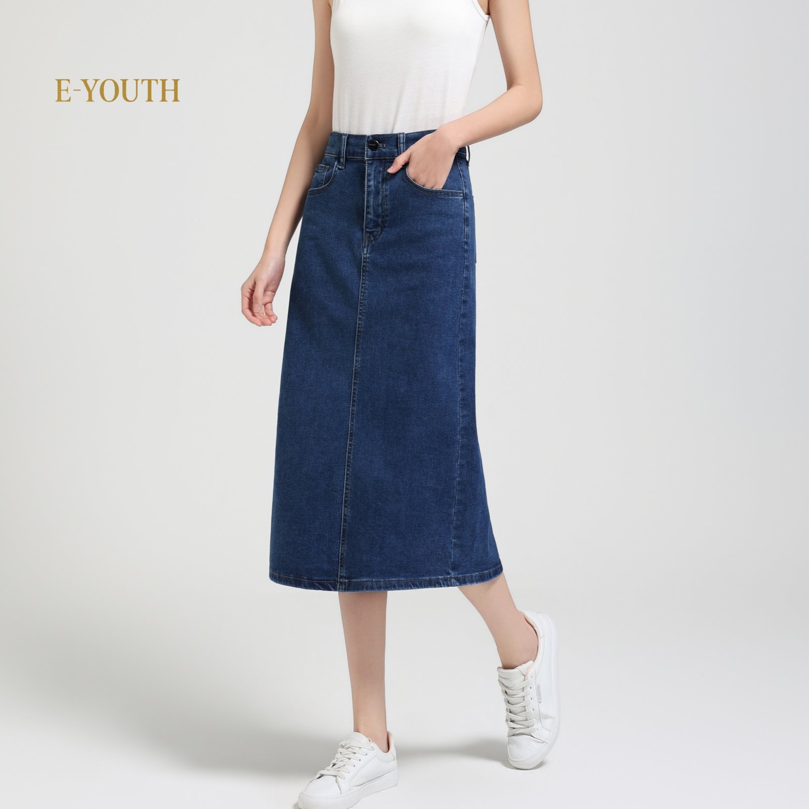 Eyouth 1962 Women Minimalist Denim Long Skirt product detail 7
