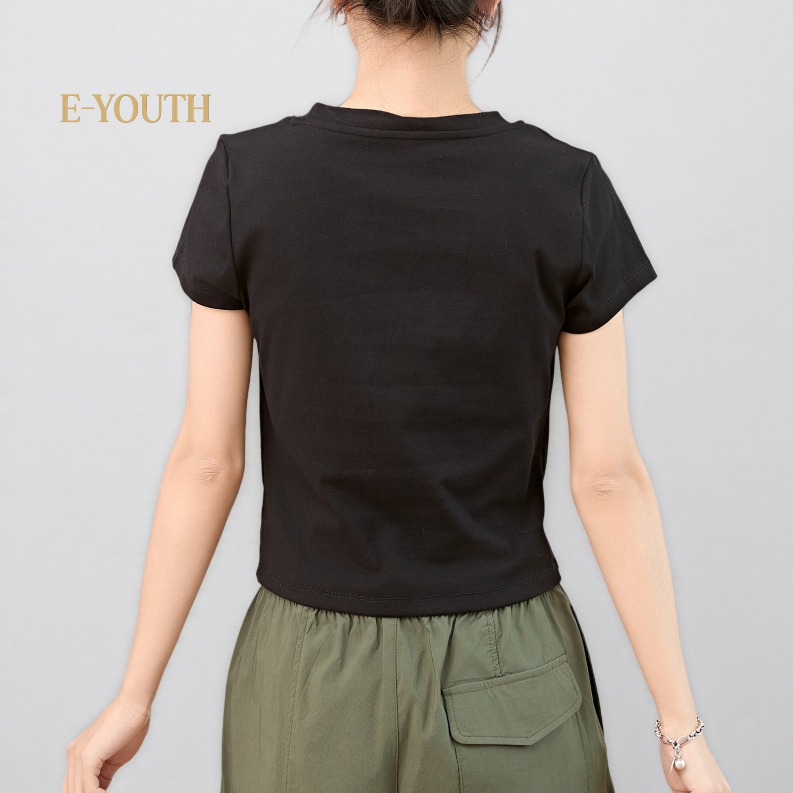 Eyouth 13106 Women's T-Shirt V-nect Short Sleeve- Soft and Comfortable Tops product detail 10