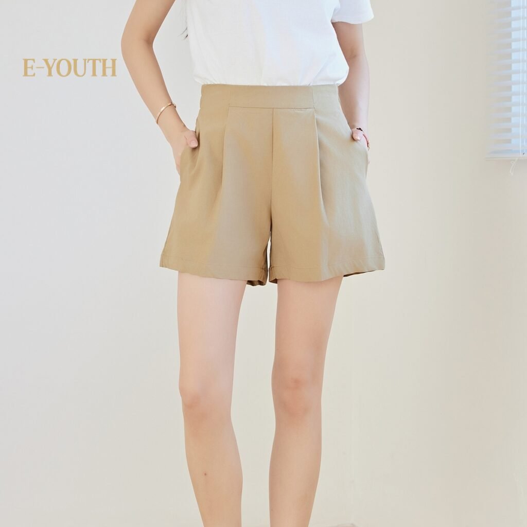 EYOUTH 20167 High-Waist A-Line Shorts|Minimalist Pleated Shorts