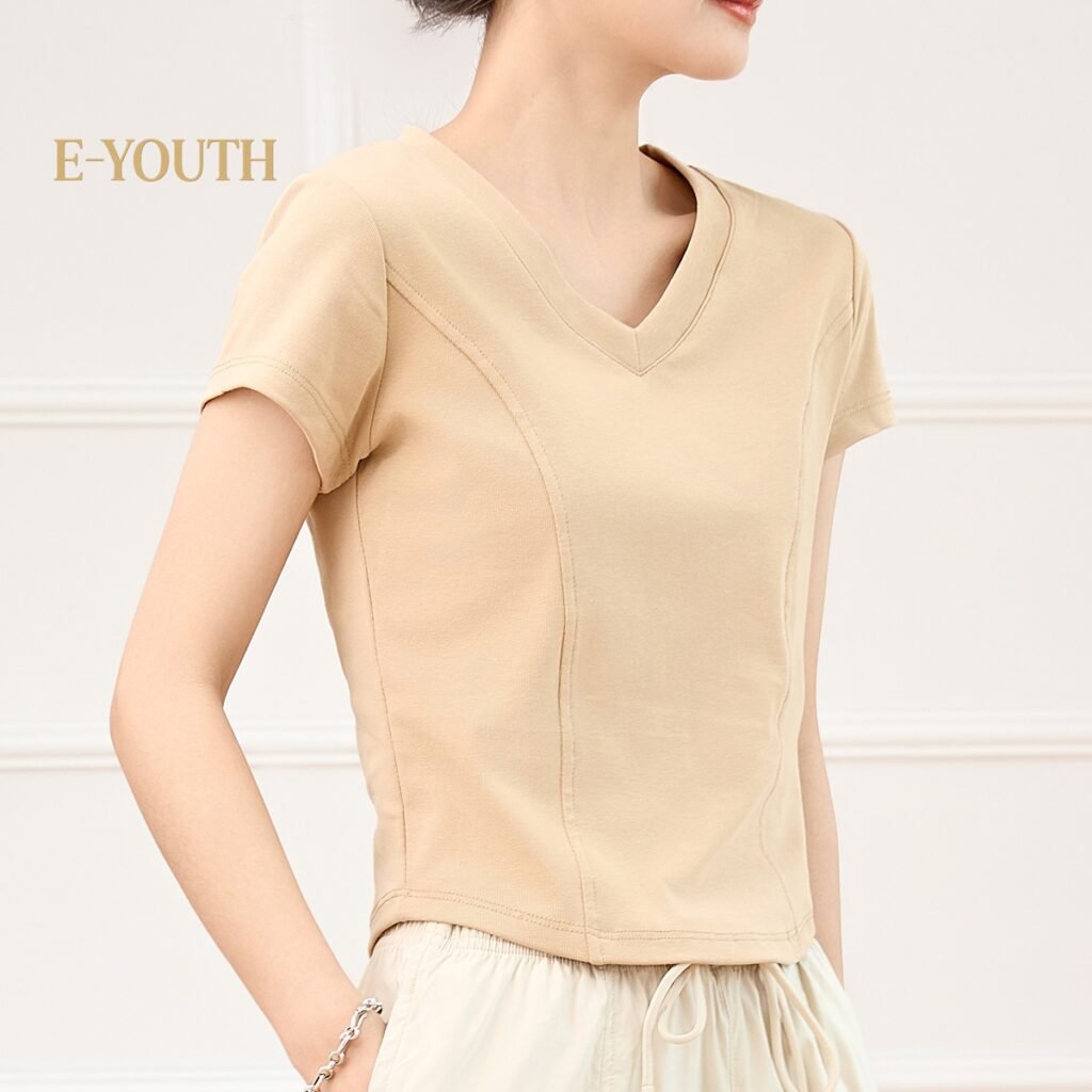 Eyouth 13107 Women’s V-Neck T-Shirt - Soft, Comfortable, and Stylish Top