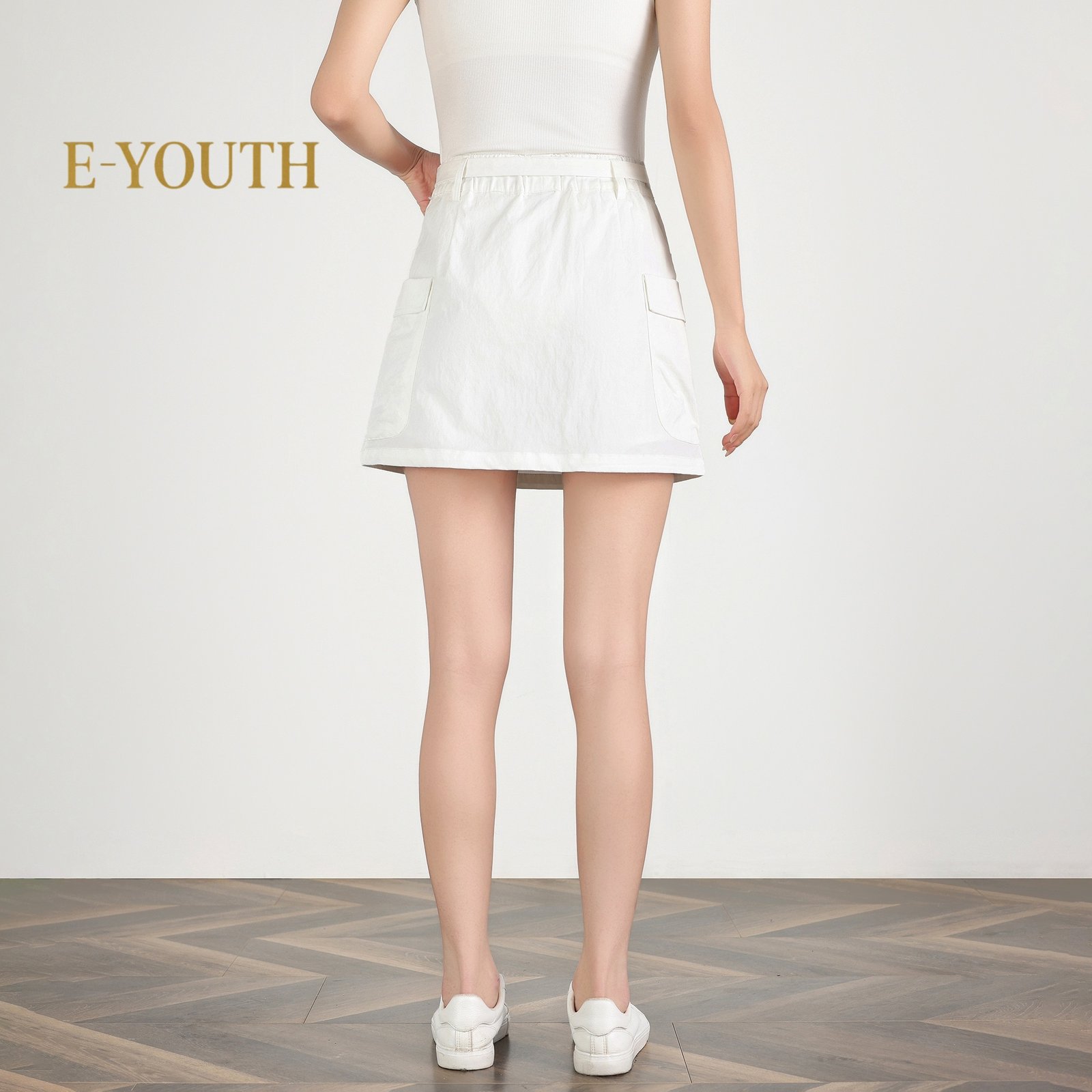 E-YOUTH 20238 Women Utility Belted Skirts product detail 7