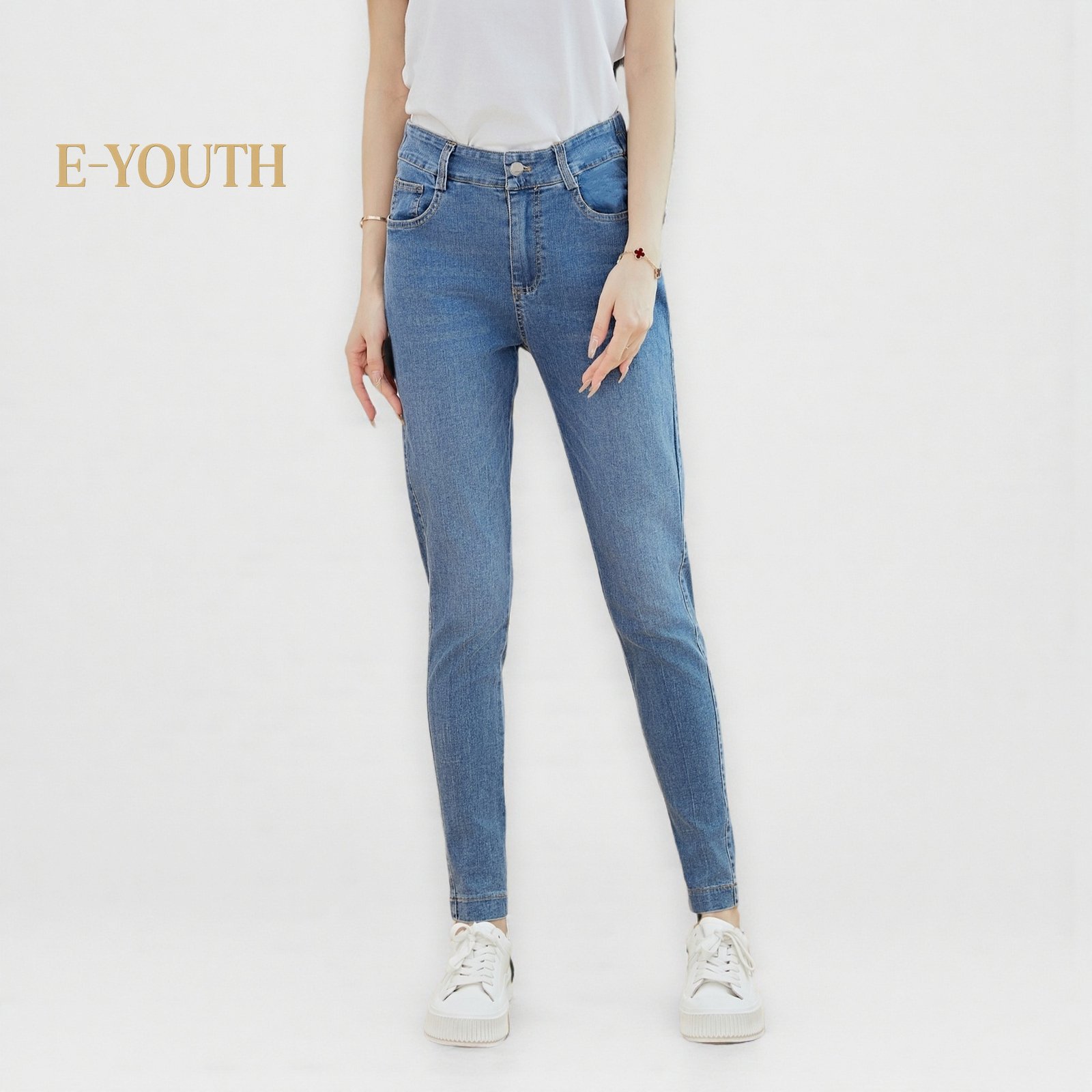 Eyouth 10102 women Drainpipe Jeans high waist denim pants product detail 6