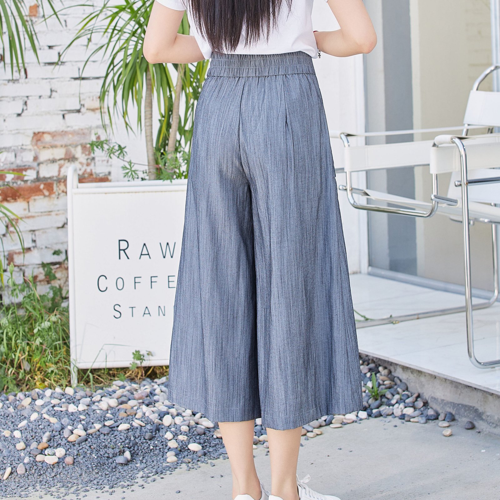 Eyouth 10109 Women casual pants high waist loose wide leg 3/4 ladies pants product detail 3