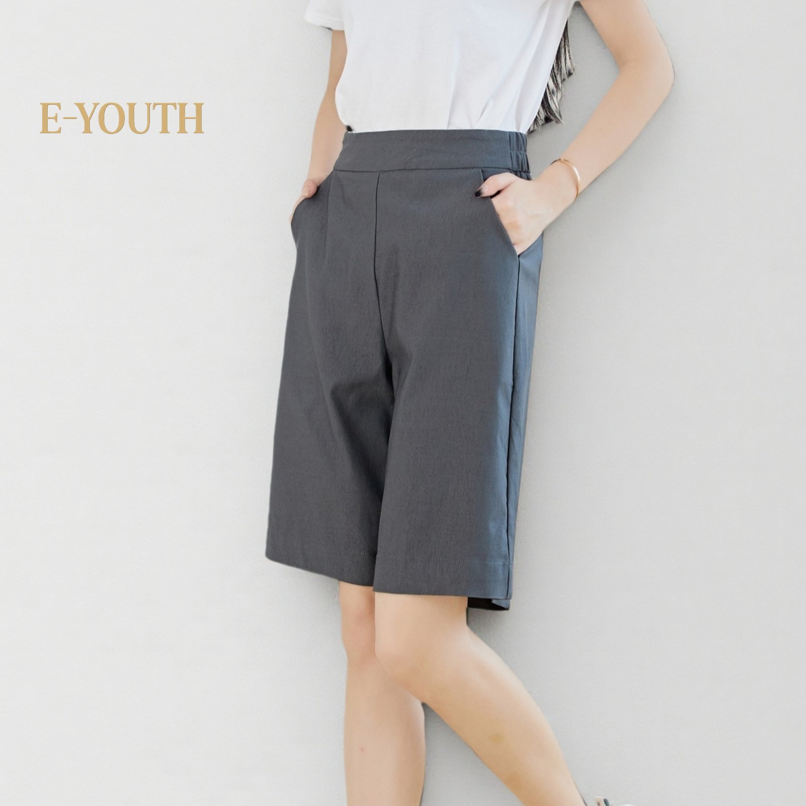 Eyouth 20158 Women Urban Chic Bermuda | high waist basic casual knee length ladies short pants product detail 5