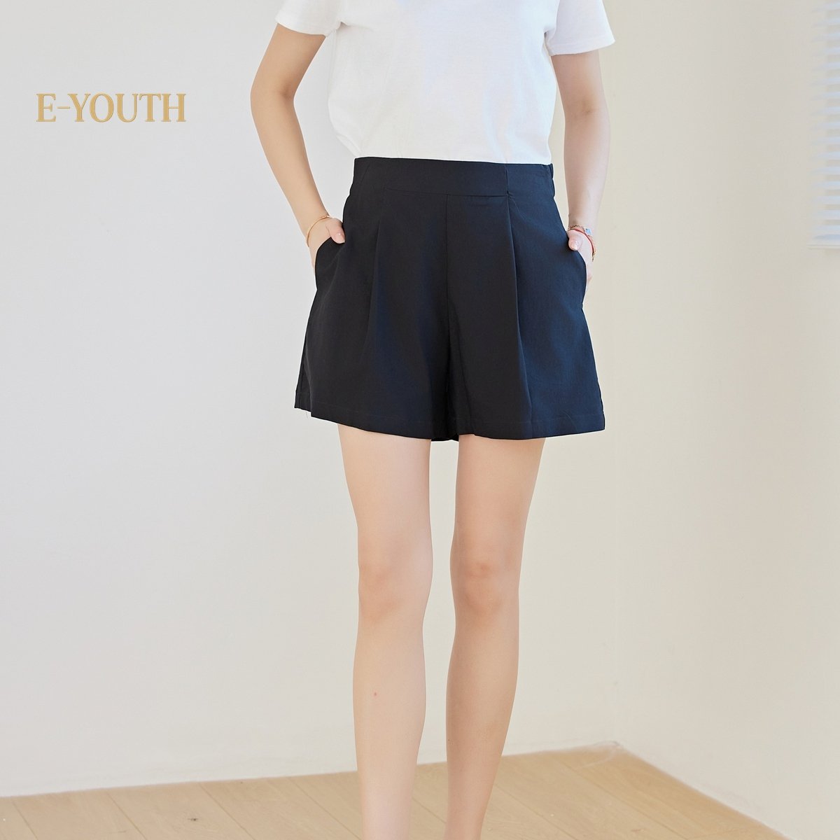 EYOUTH 20167 High-Waist A-Line Shorts|Minimalist Pleated Shorts
