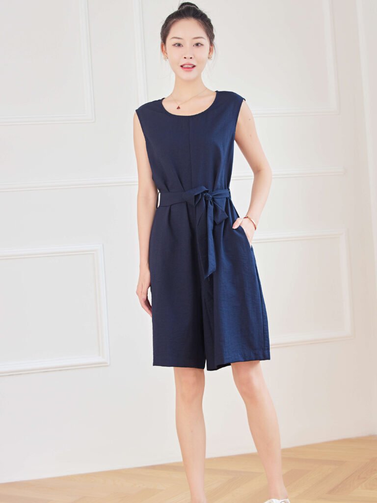 Eyouth 1748 Women Sleeveless jumpsuits romper suspenders loose fit Pockets belted cotton linen Jumpsuit