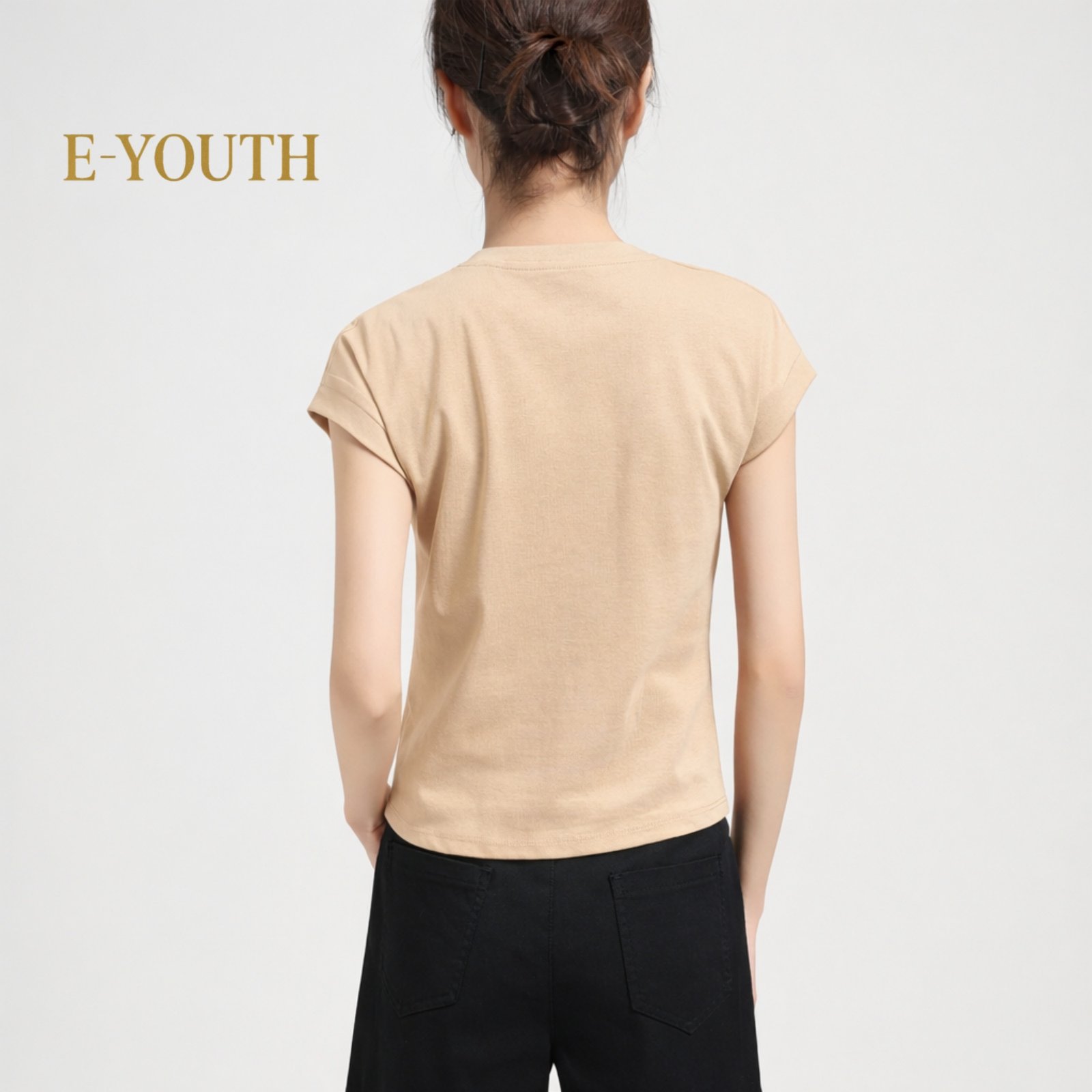 Eyouth 13109 Women’s Minimalist Cotton T-Shirt - Soft, Comfortable, and Stylish Tops in Multiple Colors product detail 2