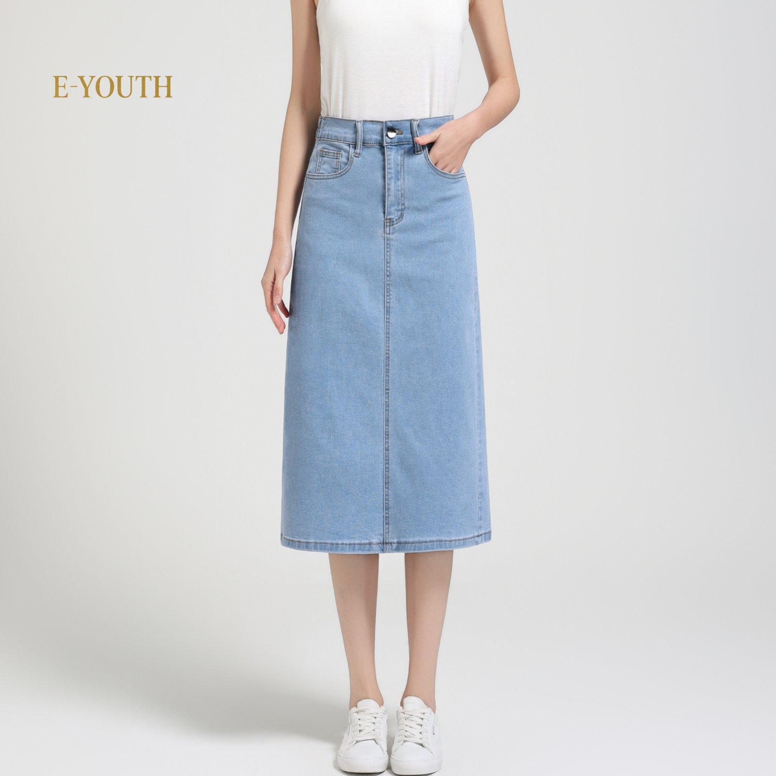 Eyouth 1962 Women Minimalist Denim Long Skirt product detail 1