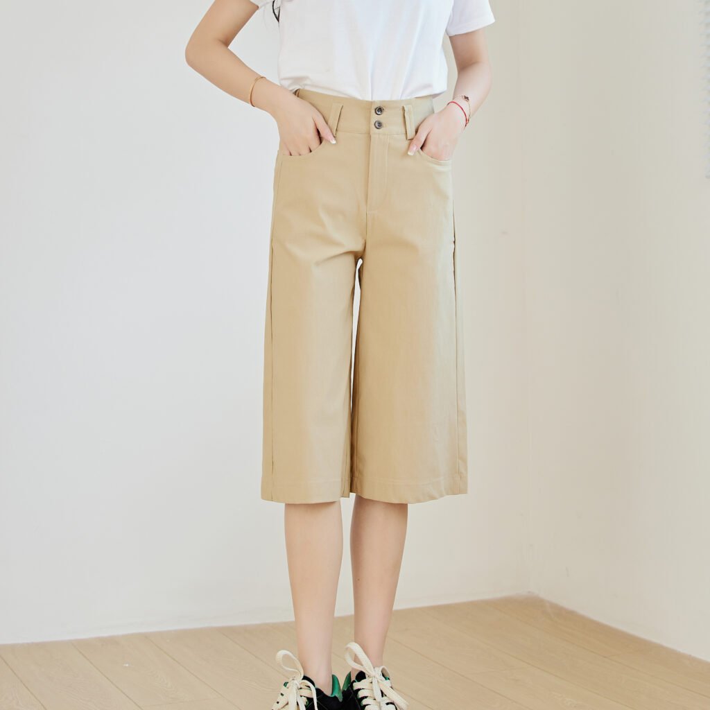 Eyouth 10125 women High Waist two button casual ladies 3/4 pants