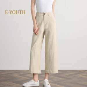 Eyouth 1086 women casual pants wide leg high waist culottes pants