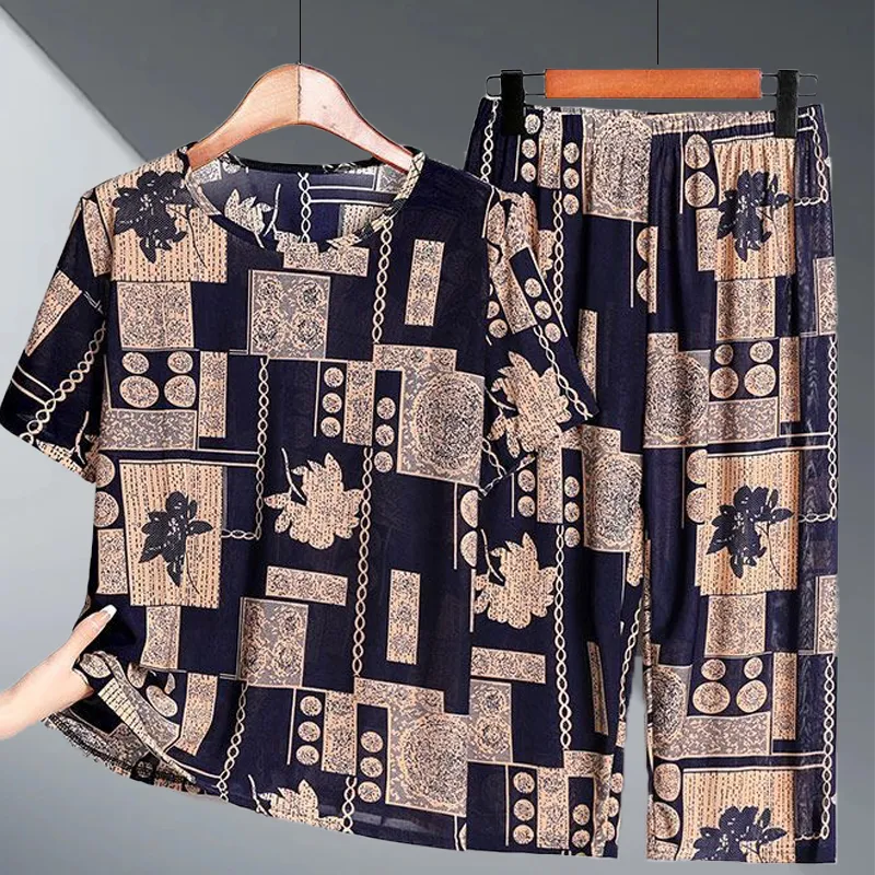 Women's Ice Silk Two-Piece Summer Set product detail 1