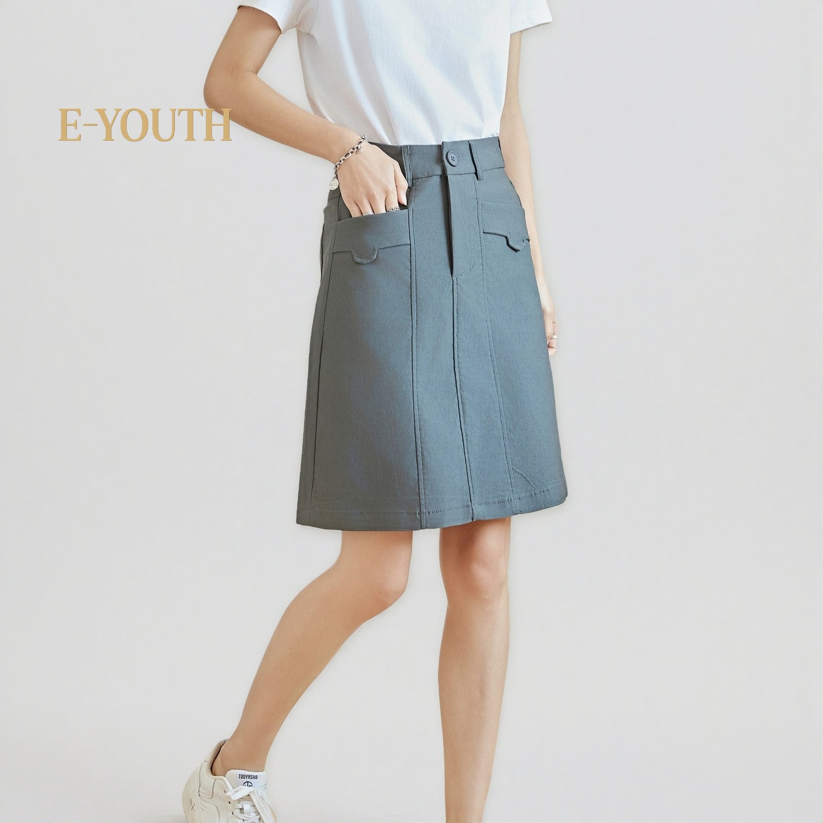 Eyouth 1952 Women skirts Urban Flap Pocket A-Line Skirt product detail 5