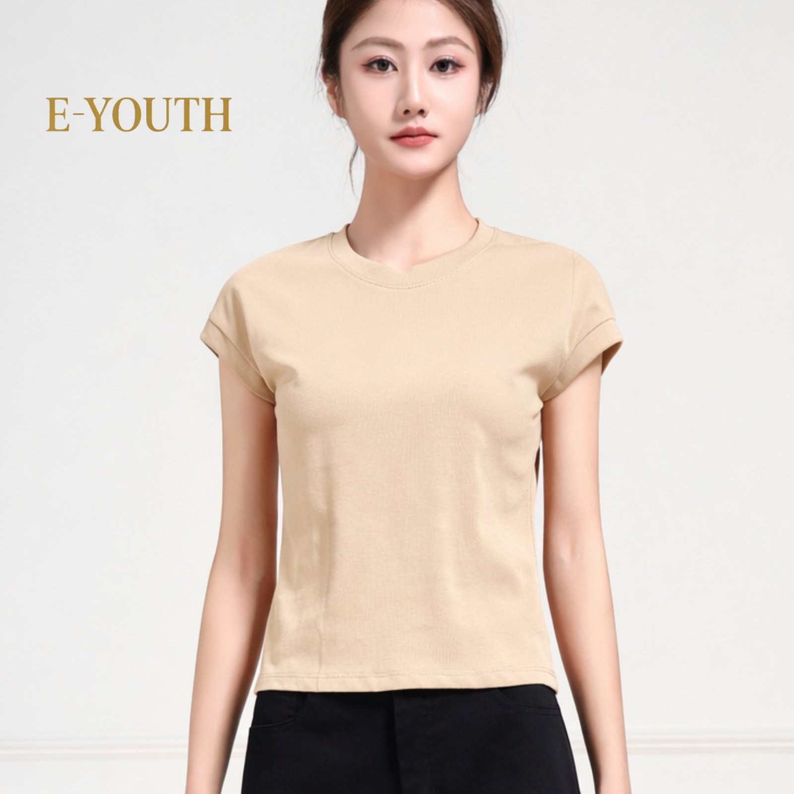 Eyouth 13109 Women’s Minimalist Cotton T-Shirt - Soft, Comfortable, and Stylish Tops in Multiple Colors product detail 1