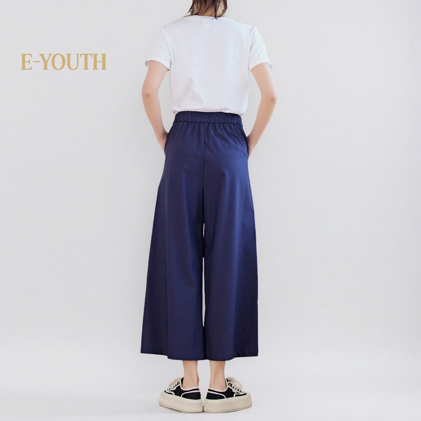 Eyouth 1062 women casual pants wide leg high waist culottes pants product detail 4