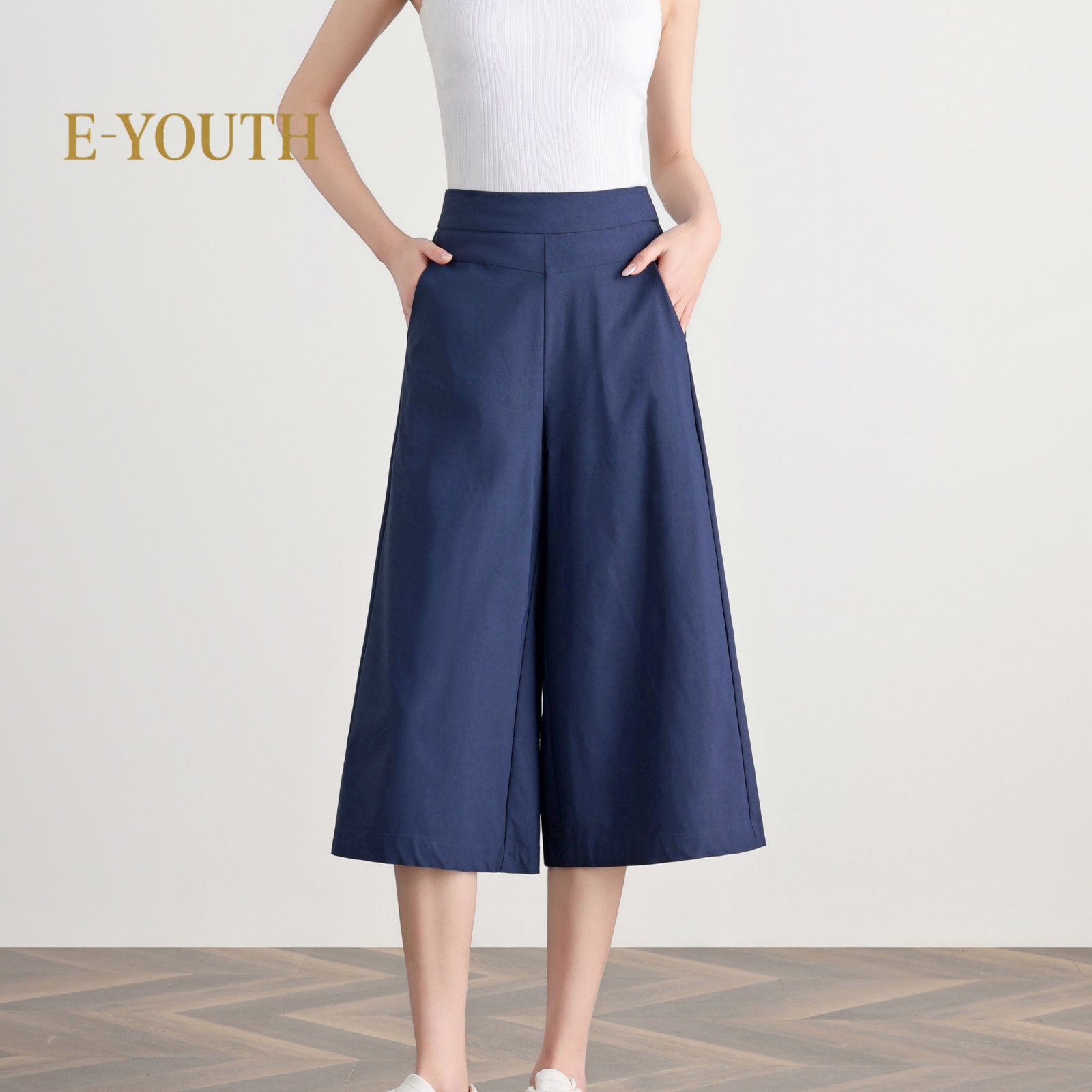 E-YOUTH 10123 Elegant Twill High Waist Culottes product detail 4