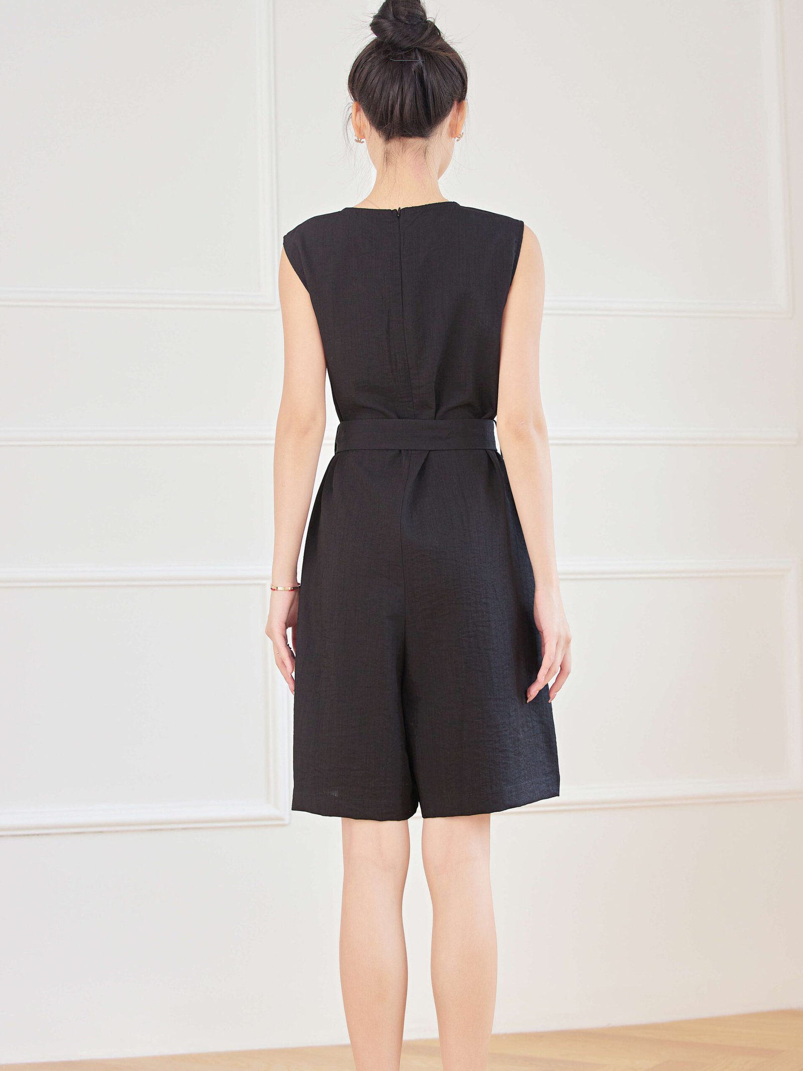 Eyouth 1748 Women Sleeveless jumpsuits romper suspenders loose fit Pockets belted cotton linen Jumpsuit