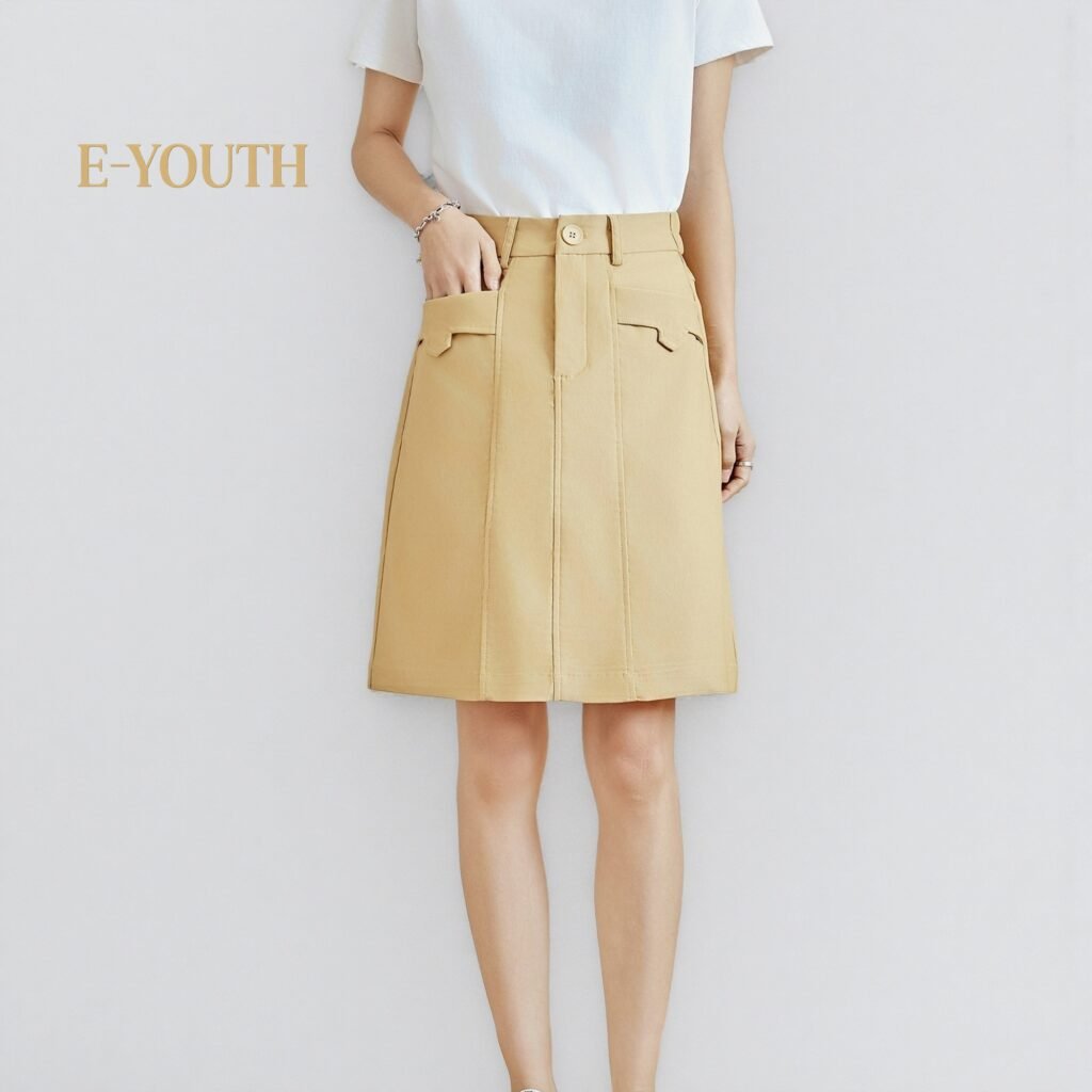 Eyouth 1952 Women skirts Urban Flap Pocket A-Line Skirt